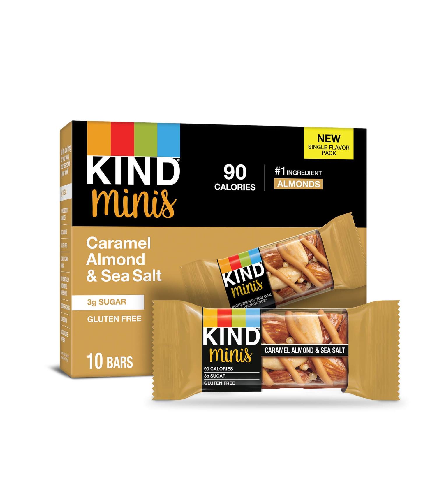 KIND Bar Minis Caramel Almond & Sea Salt 100 Calories, Low Sugar - 80 Count - Buy Online on GoSupps.com