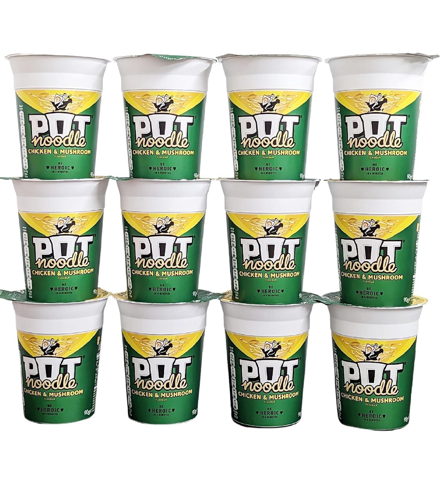 Chicken & Mushroom Pot Noodle Multipack - Pack of 12 x 90g - Buy Online on GoSupps.com