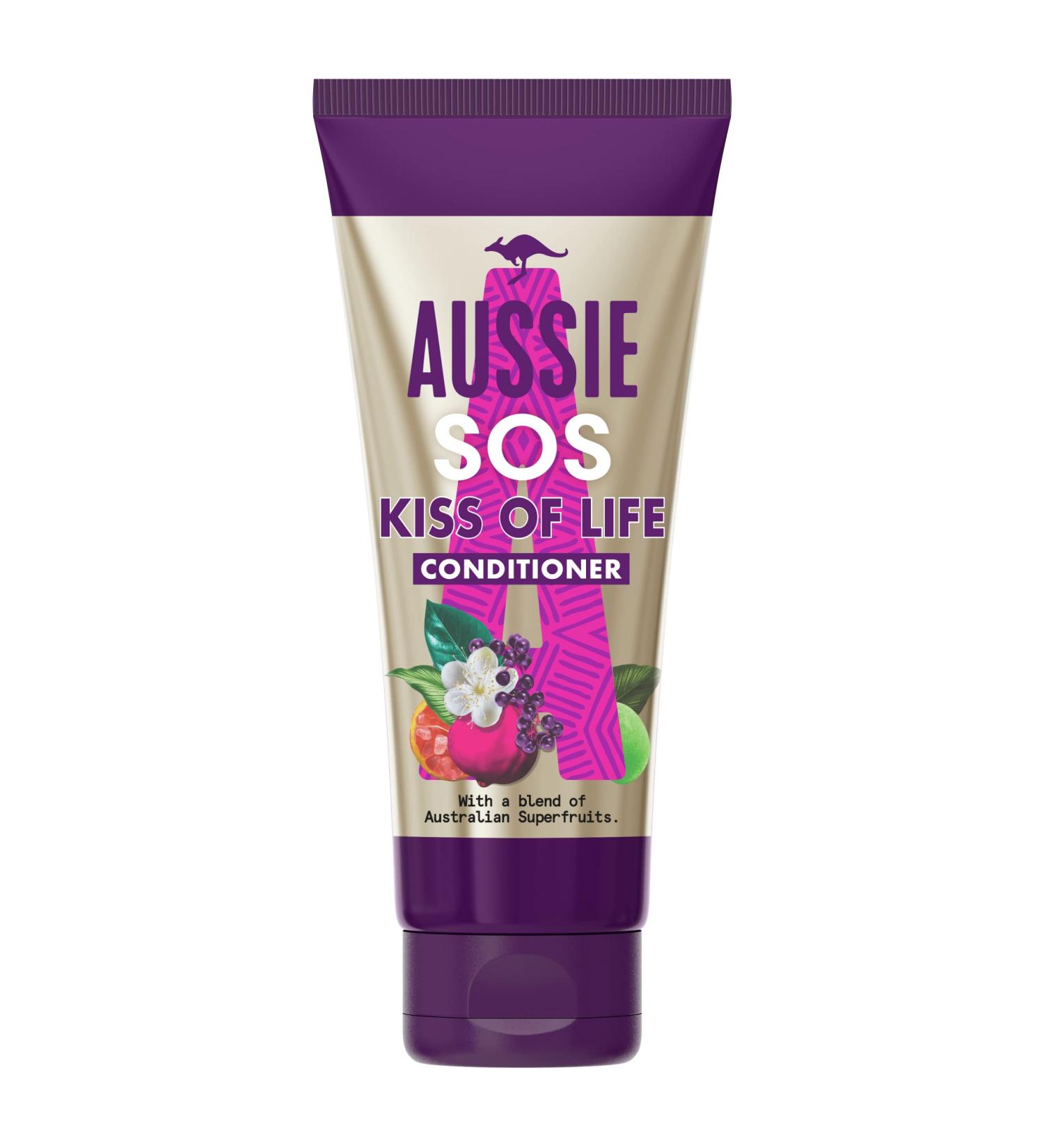 Aussie SOS Kiss Of Life Vegan Hair Repair Treatment 200ml - Australian Superfoods Blend for Dry, Damaged Hair - Buy Online on GoSupps.com