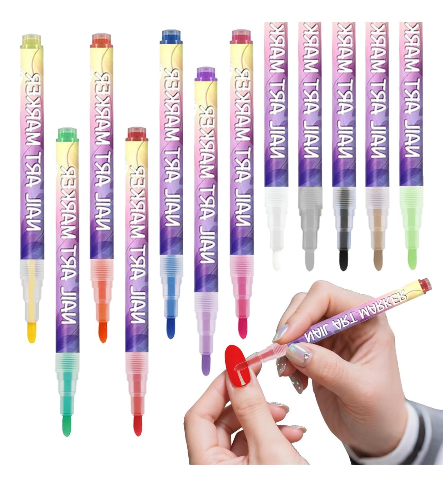 Nail Art Pens - 12 Colors 3D Gel Pen for Nail Art | Toenail Contour Markers for Home Party Wedding Formal Travel Manicure Festival Casual Women's - Buy Online on GoSupps.com