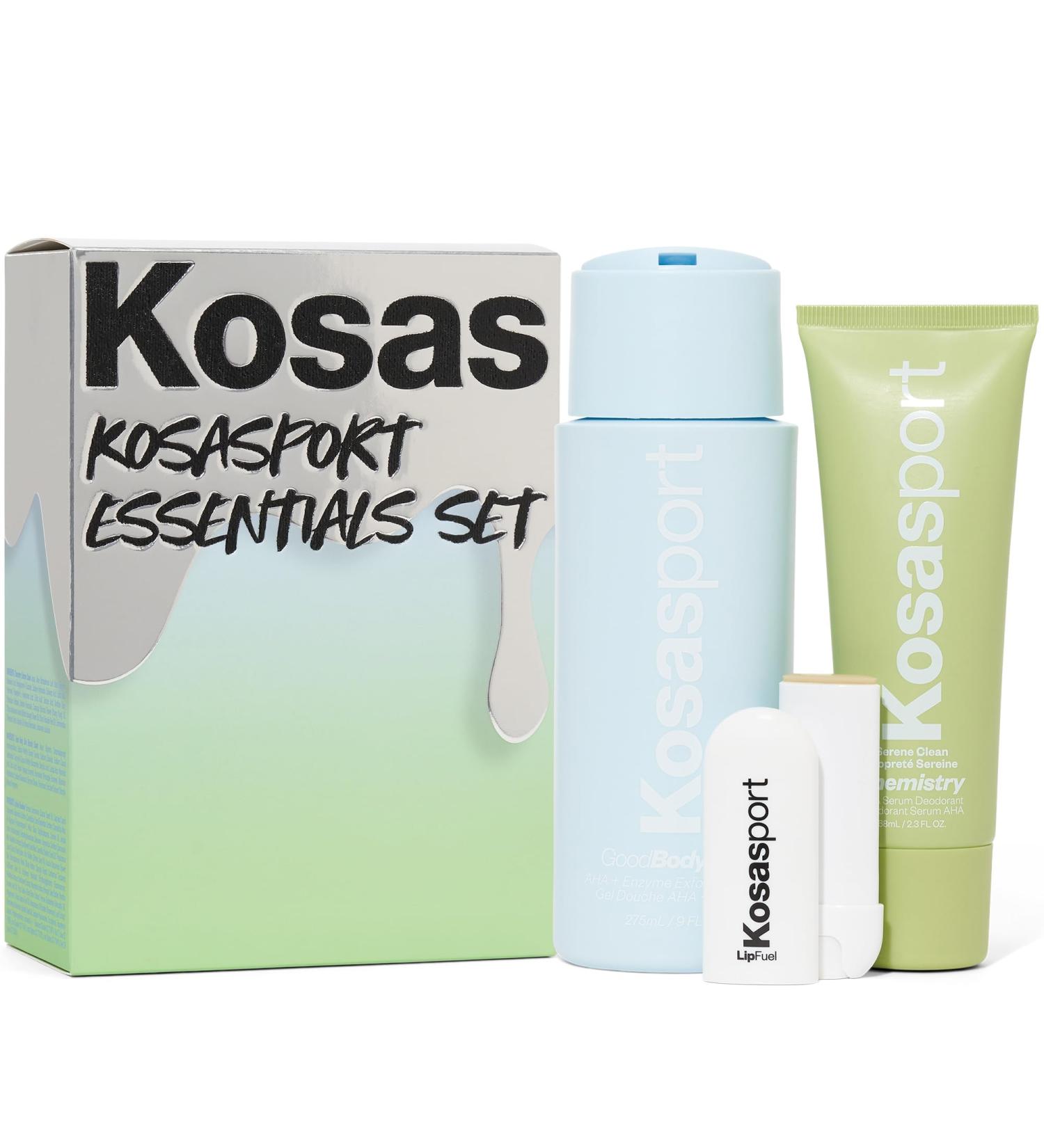 Kosasport Essentials Set | Active Skincare Trio: Deodorant with Shikimic & AHA Body Wash | Hydrating Lip Balm with Hyaluronic Acid - Buy Online on GoSupps.com
