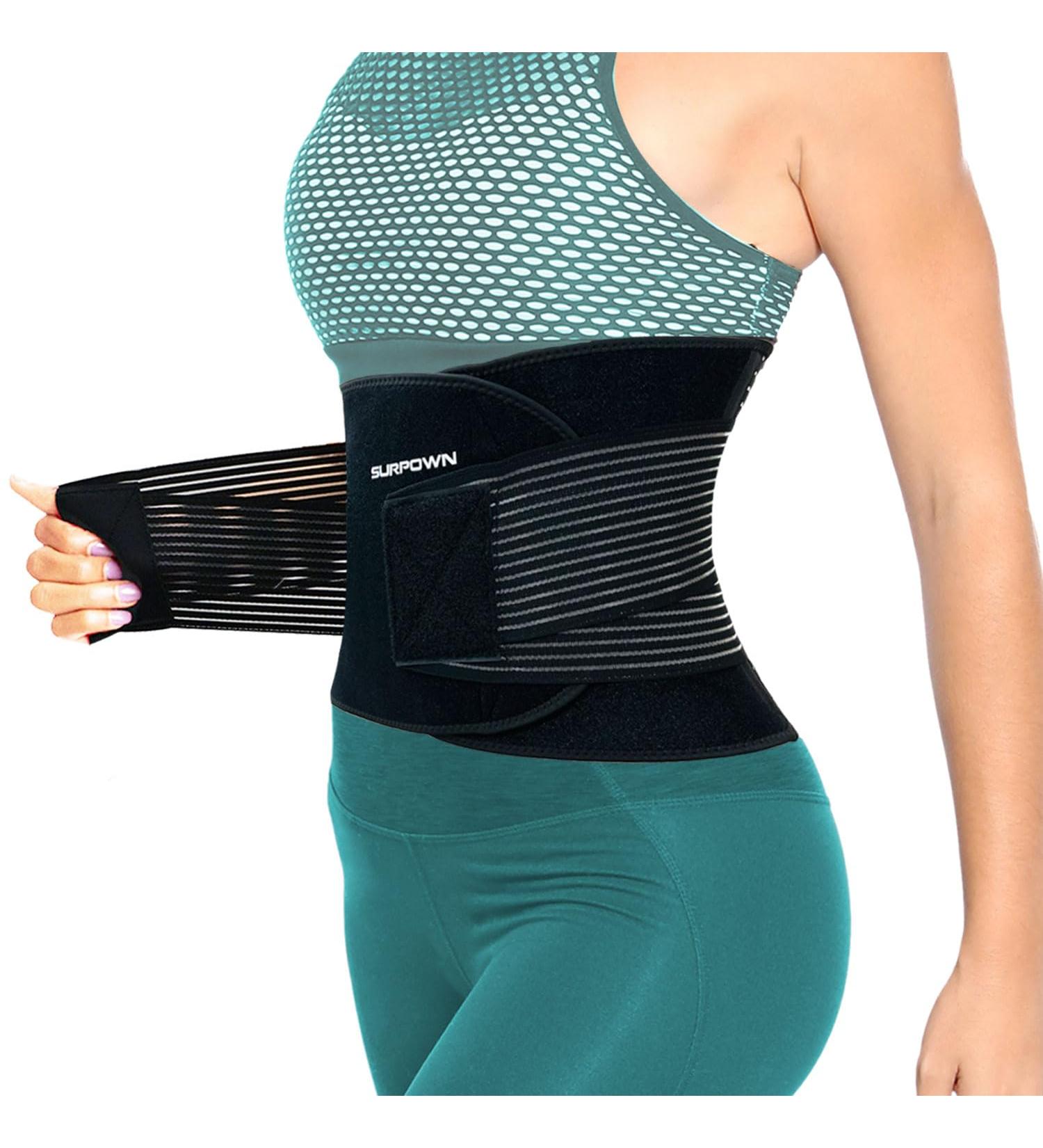Surpown Back Support Belt - Breathable Back Band for Men & Women | Relieve Back Pain & Stabilize Lumbar Spine | Injury Prevention | Black L - Buy Online on GoSupps.com
