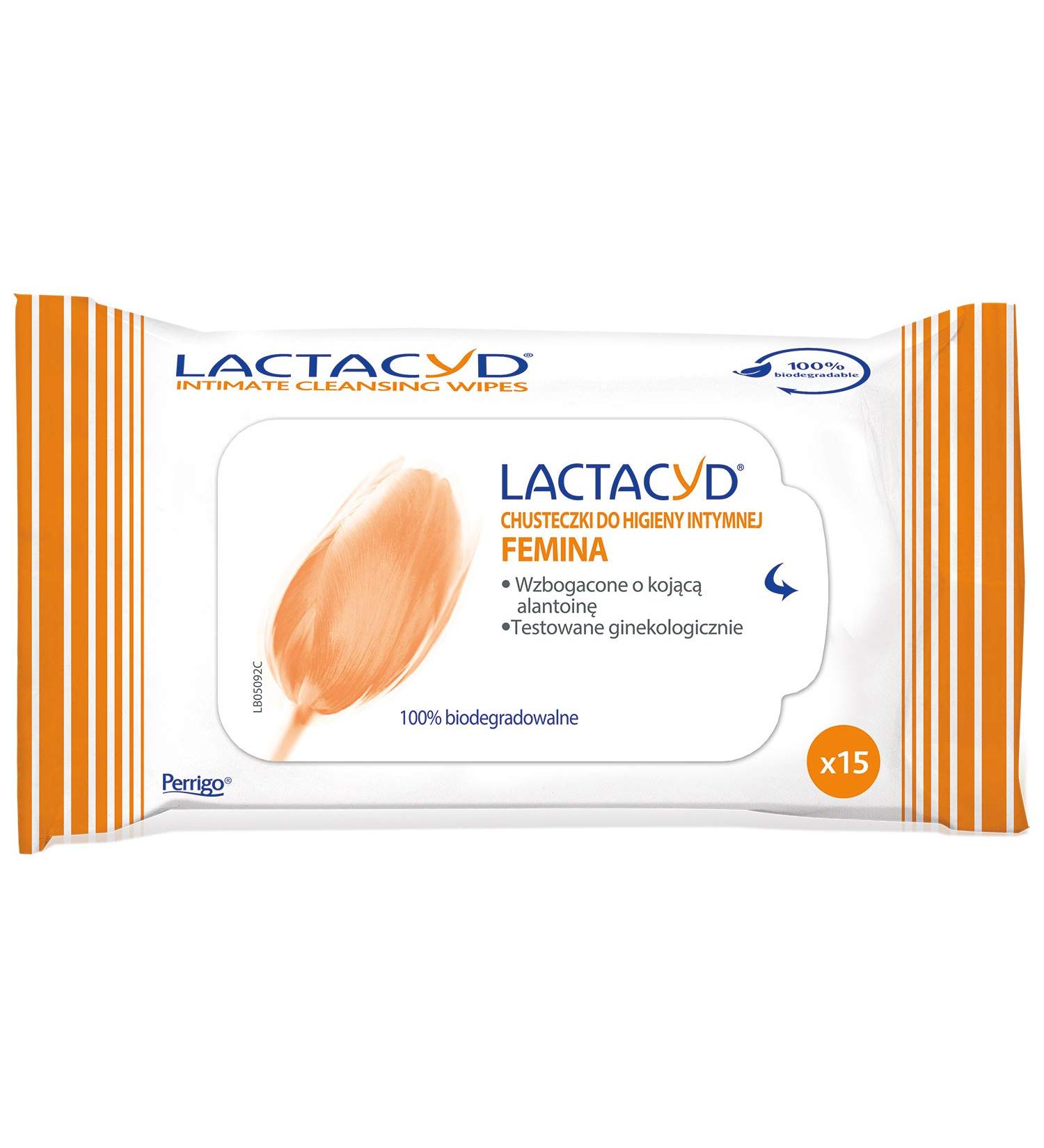 Lactacid Femina Wet Wipes for Intimate Care - Enriched with Soothing Allantoin - 15 pieces