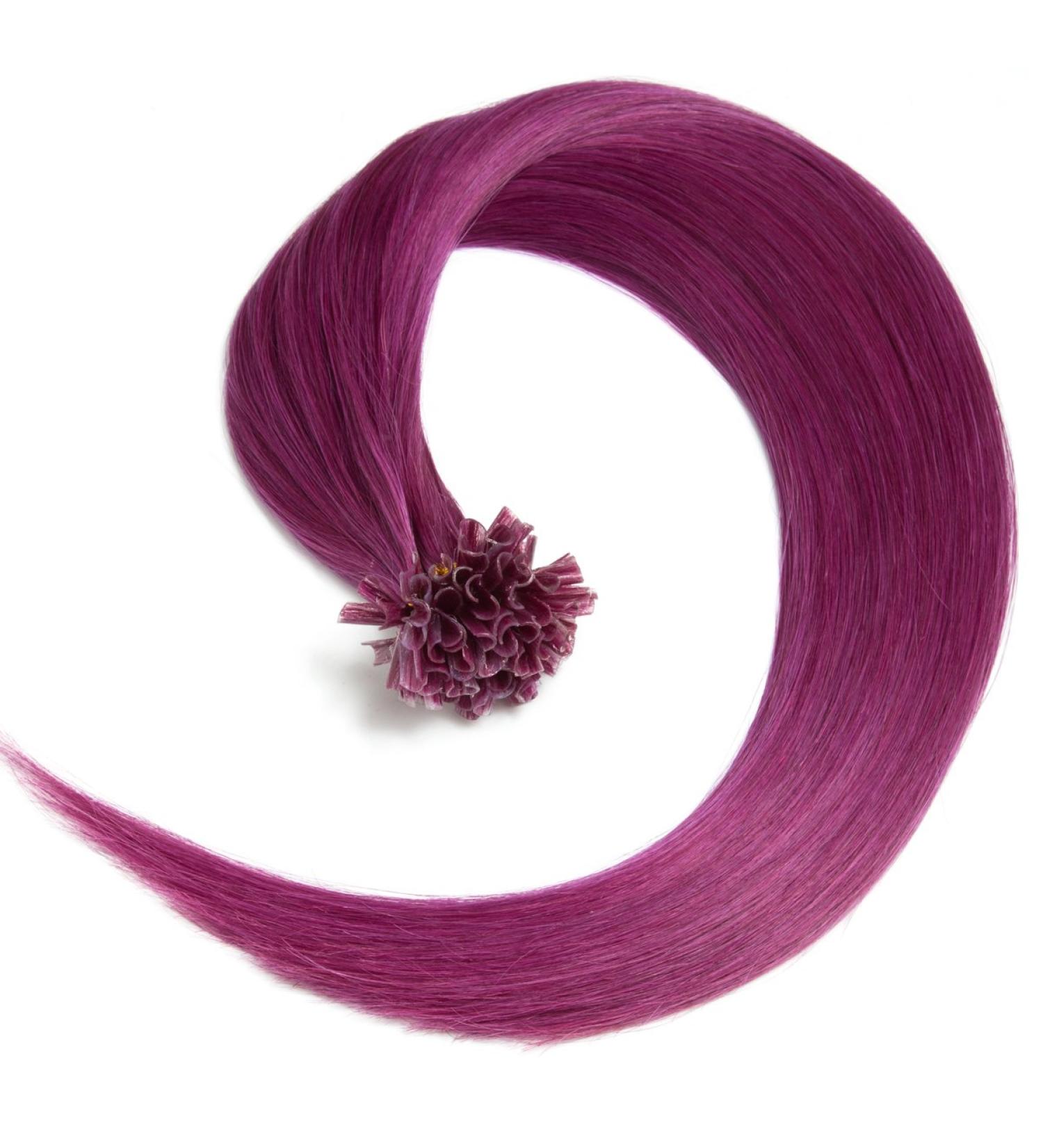 Violet Bonding Extensions - 100% Remy Real Hair 0.5g 50cm U-Tip Keratin Bonded Hair Extensions in Color #710 - Buy Online on GoSupps.com
