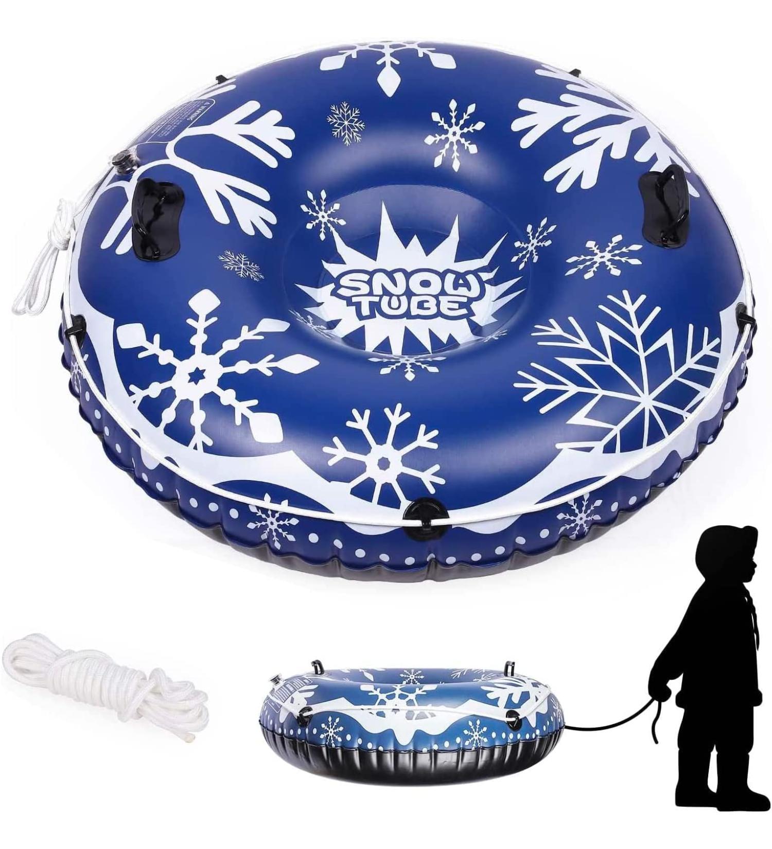 LiveGo 47 Inch Snow Tube with Handle Design - Inflatable Ski Tube for Kids and Adults - Blue - Buy Online on GoSupps.com