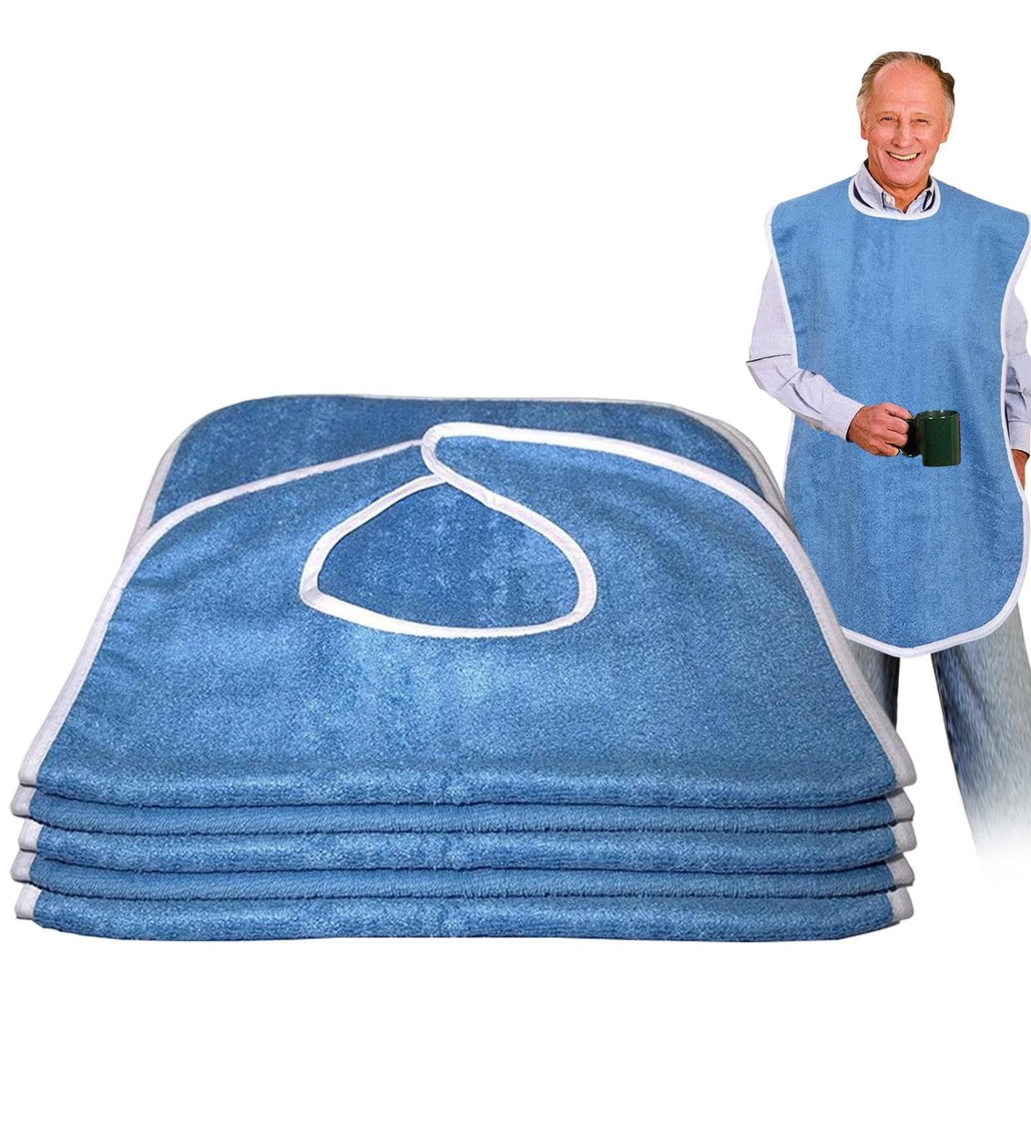 Fovolat Elderly Bibs - 5 Elderly Women Bibs Terry Bib Cloth Protector Washable and Reusable Bibs Clothing Protectors for Elderly Seniors - Buy Online on GoSupps.com