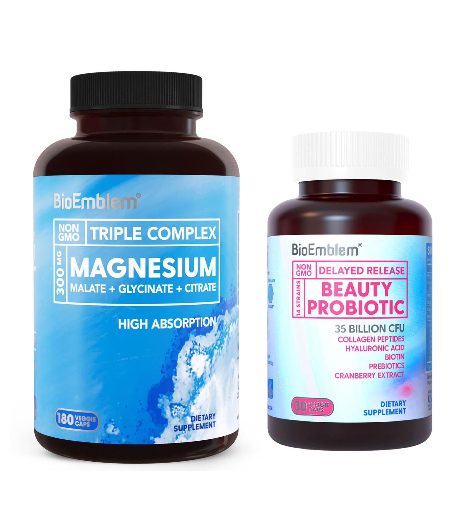 BioEmblem Triple Magnesium Complex Beauty Probiotics for Overall Health and a Youthful Appearance Vegan Non-GMO - Buy Online on GoSupps.com