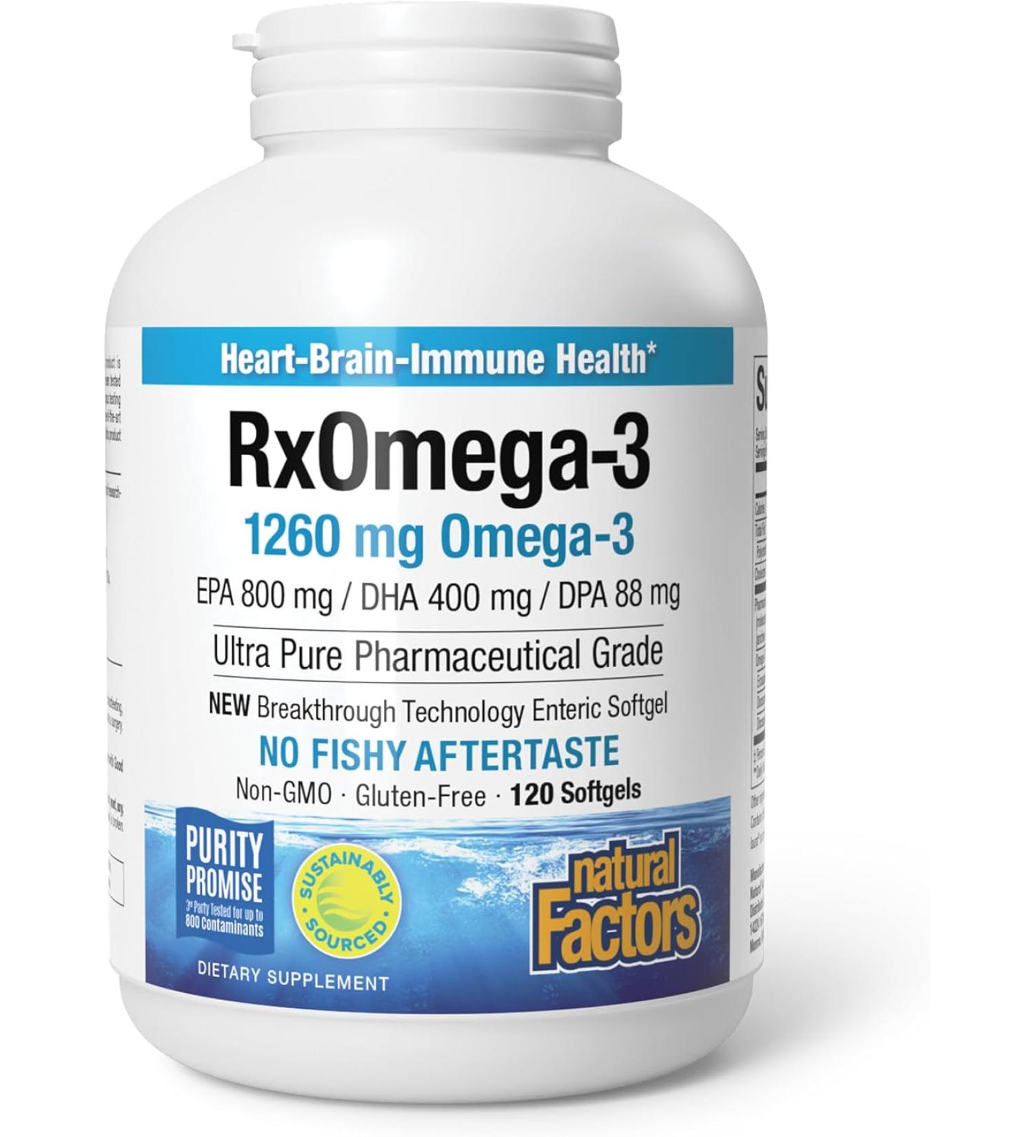 Buy Natural Factors Rx Omega-3 120 Enteric-Coated Softgels - Premium Fish Oil Supplement - Buy Online on GoSupps.com