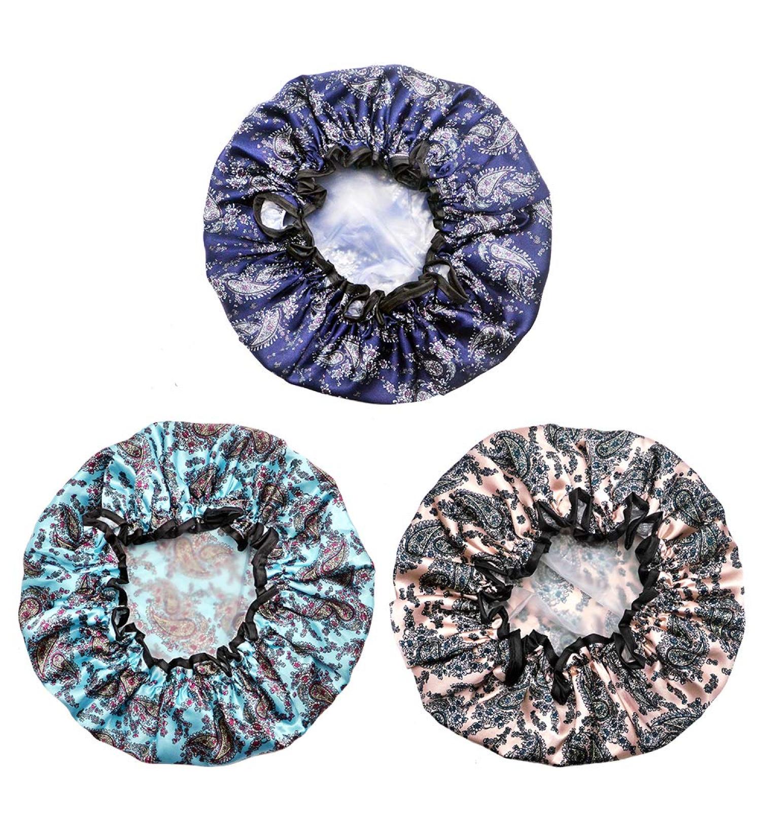 Luckindom 3 Pack Large Waterproof Shower Caps for Women - Adjustable & Reusable Bath Cap for Hair Protection - Buy Online on GoSupps.com