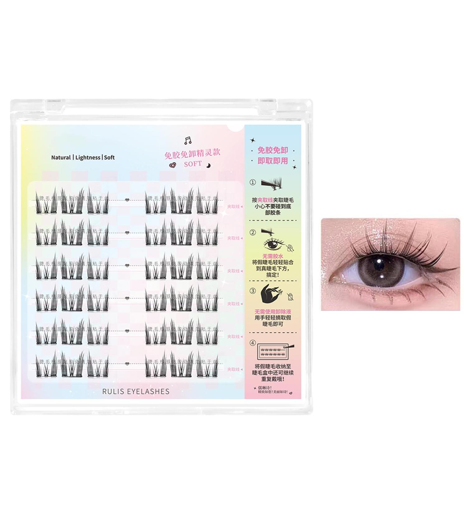 Frifer Glue Lashes Press On Lashes - Glueless Lashes Press and Go | DIY Eyelash Extensions Kit Long-Lasting Natural DIY Lash Extensions for 3D Natural Eye Makeup Nature - Buy Online on GoSupps.com