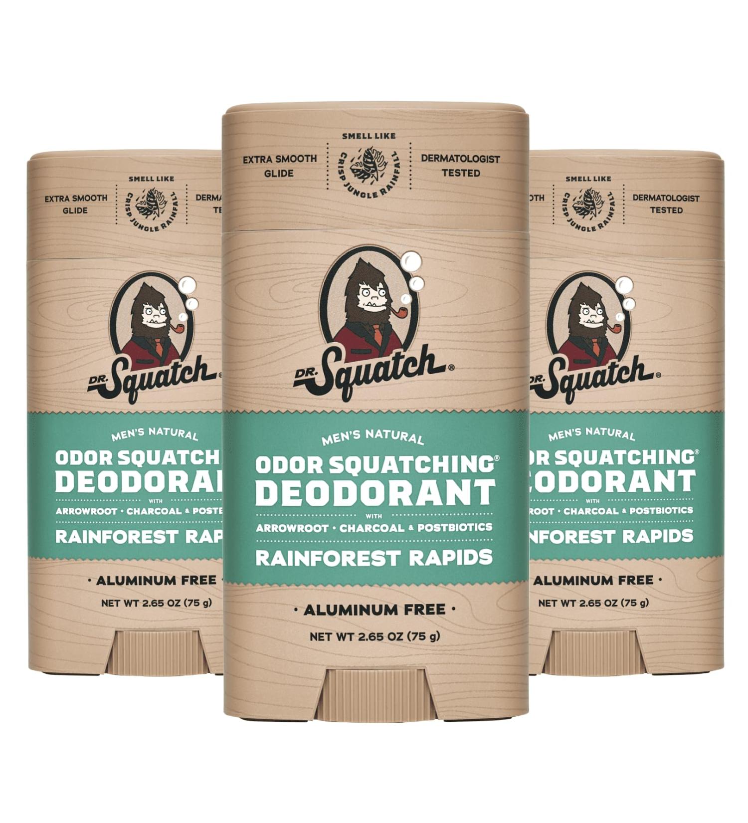 Buy Dr. Squatch Natural Deodorant for Men - 3 Pack Rainforest Rapids | Aluminum-Free Odor Protection - Buy Online on GoSupps.com