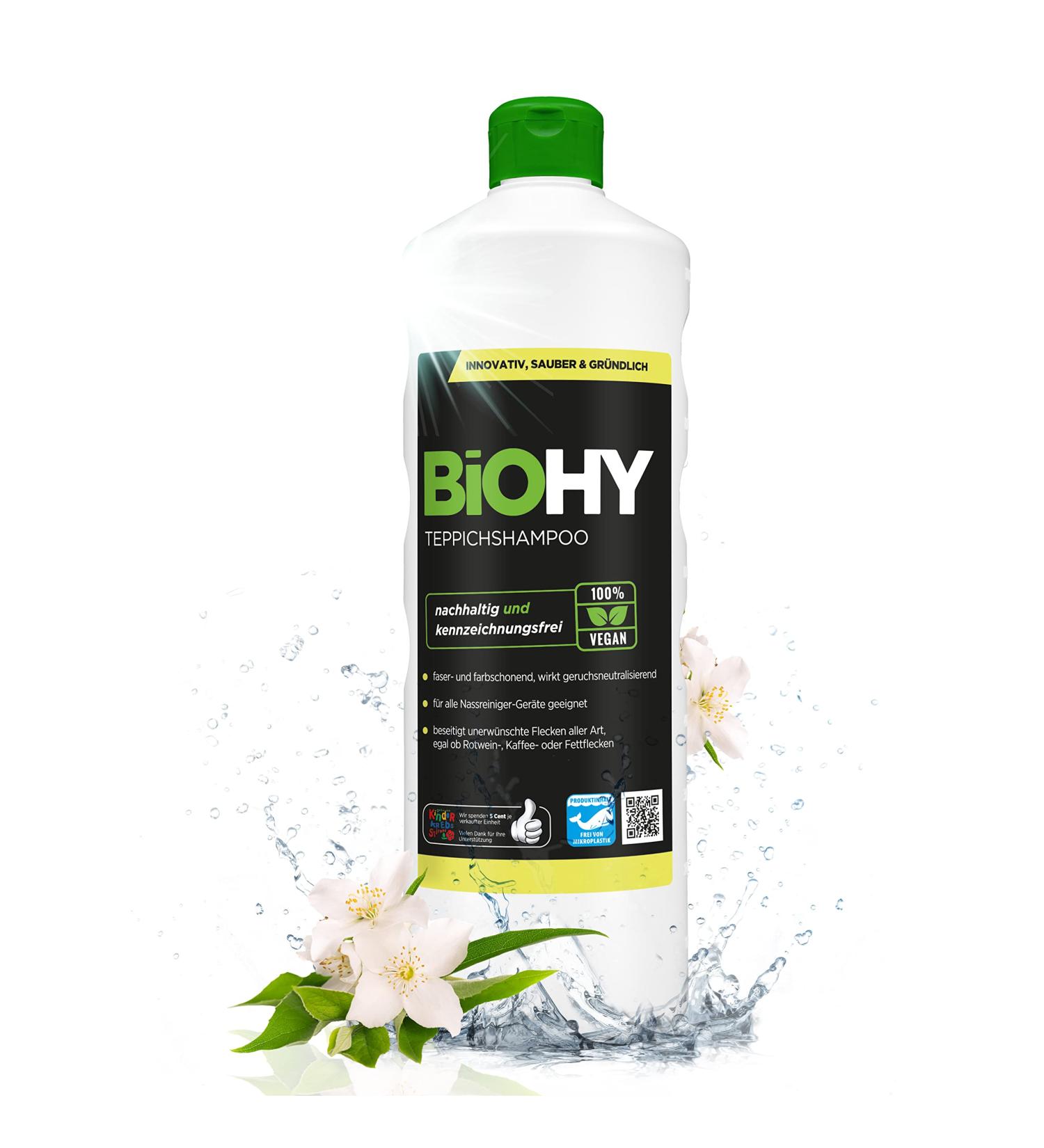 Biohy Carpet Shampoo 1L - Powerful Organic Carpet Cleaner Concentrate | Gentle & Animal-Friendly | Ideal for Stubborn Spots - Buy Online on GoSupps.com