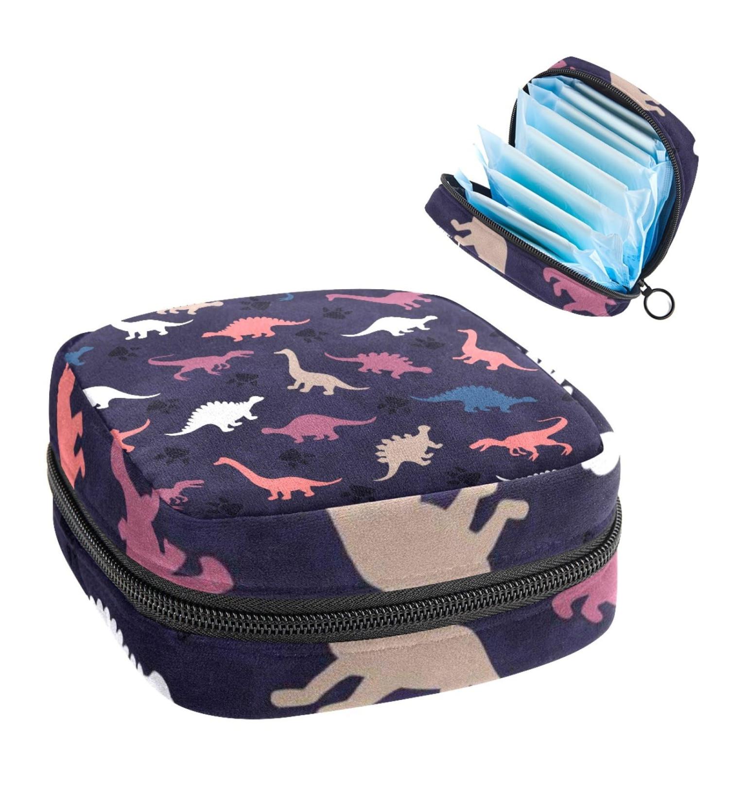Dinosaur Print Menstrual Cup Pouch & Pad Bag - Portable Feminine Hygiene Storage - Buy Online on GoSupps.com