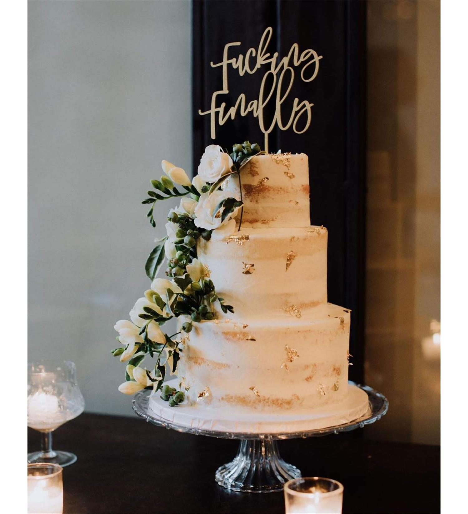 Rural Funny Finally Wedding Cake Topper for Bridal Shower Engagement Party Decoration Antique Wood - Buy Online on GoSupps.com