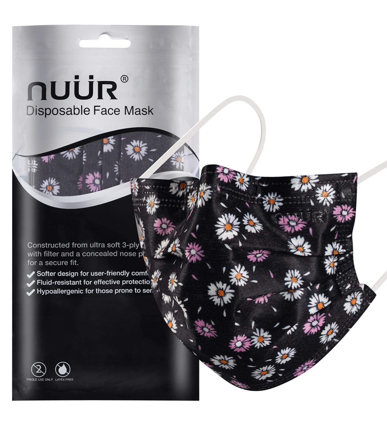 NU R 10pcs Floral 3 Ply Disposable Face Mask with Filter Layer & Elastic Earloop - FLORAL-017 | Retail Sealed Bags - Buy Online on GoSupps.com