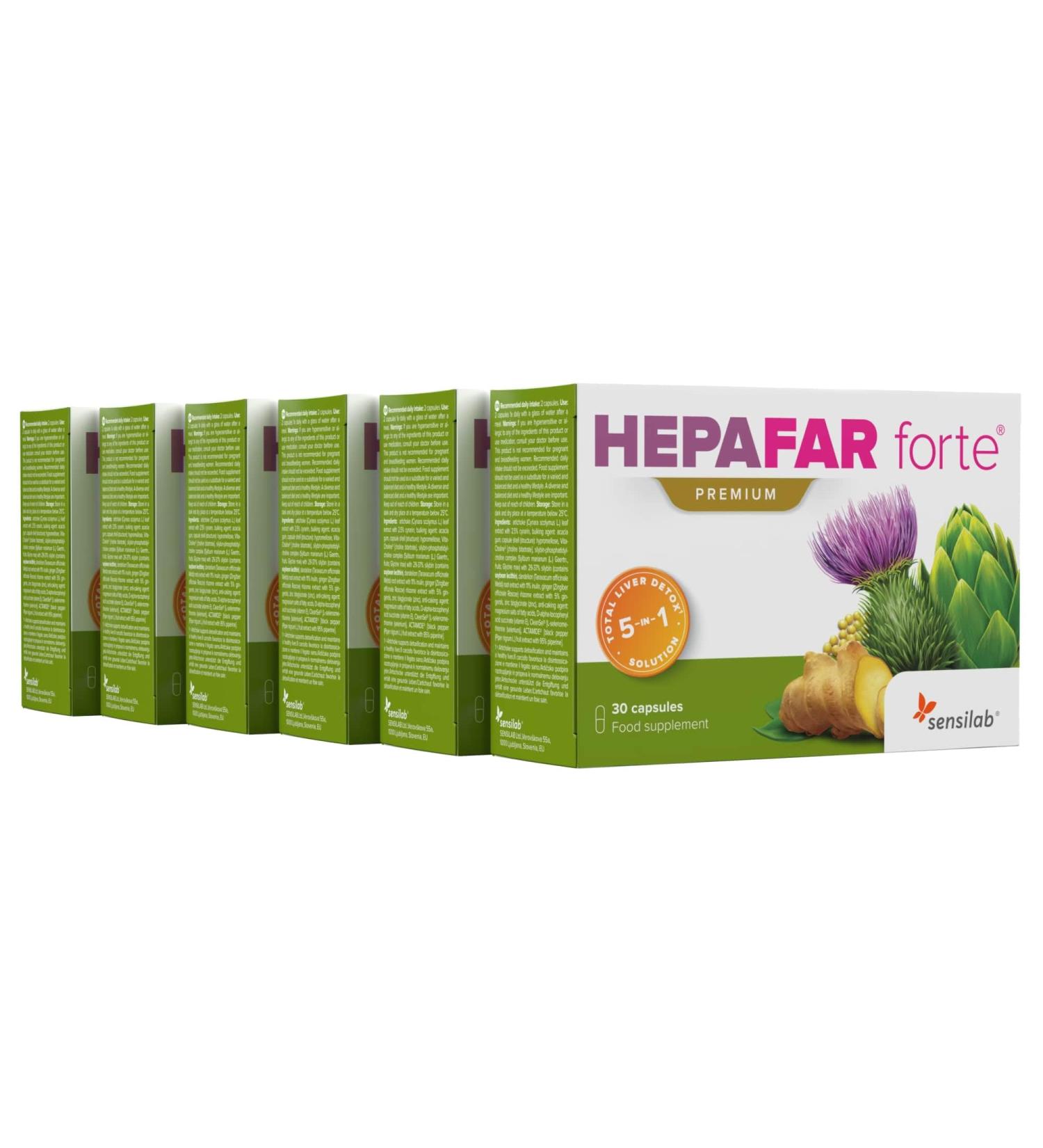HepaFar Forte 180 Capsules - Detox Complex with Milk Thistle Artichoke & Dandelion | High Bioavailability | Vitamin E & Phospholipid | Innovative Formula by Sensilab - Buy Online on GoSupps.com