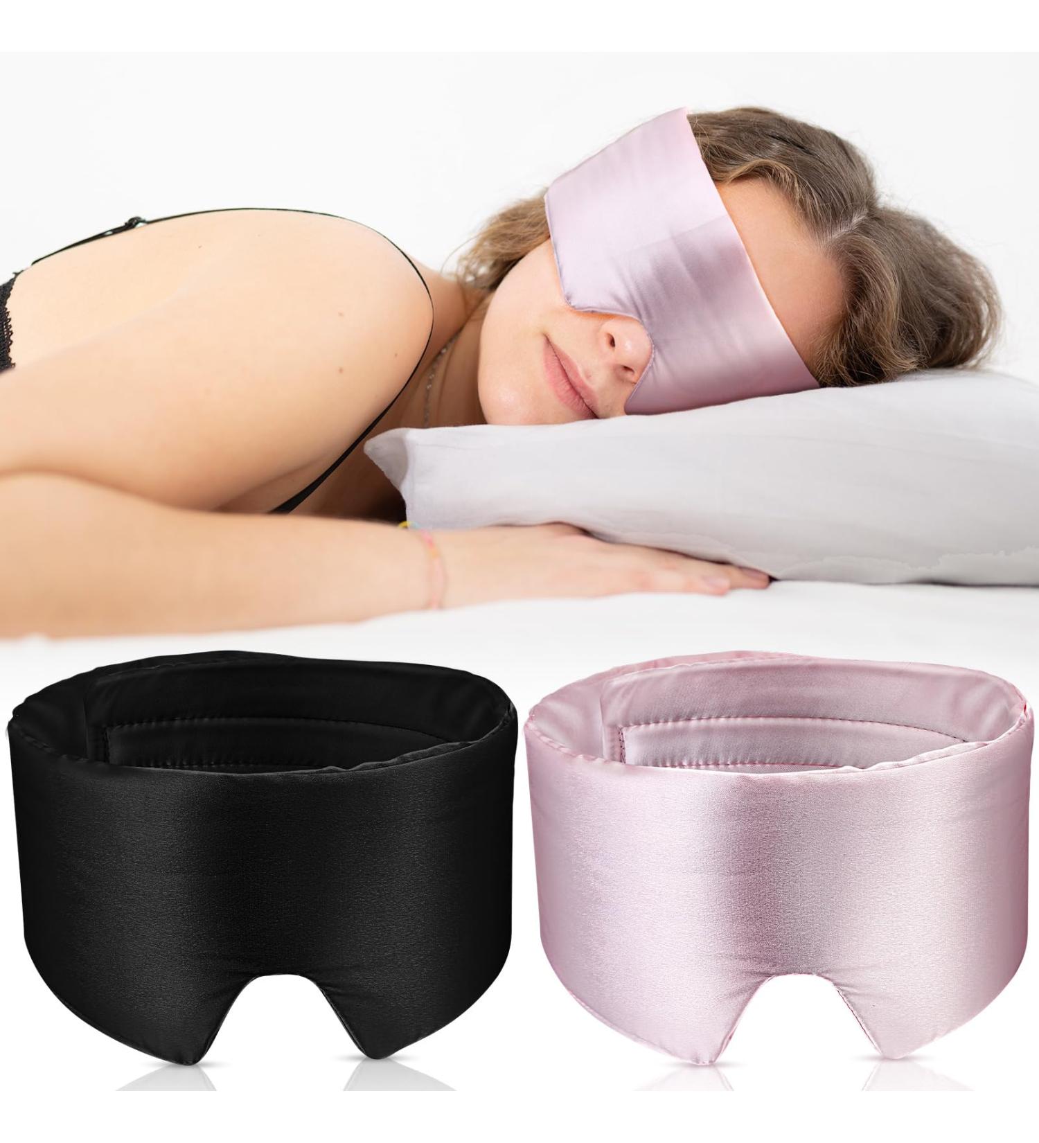 JaGely Faux Silk Sleep Mask - Adjustable Blackout Eye Cover for Travel & Comfort | 2 Pack for Men & Women - Buy Online on GoSupps.com