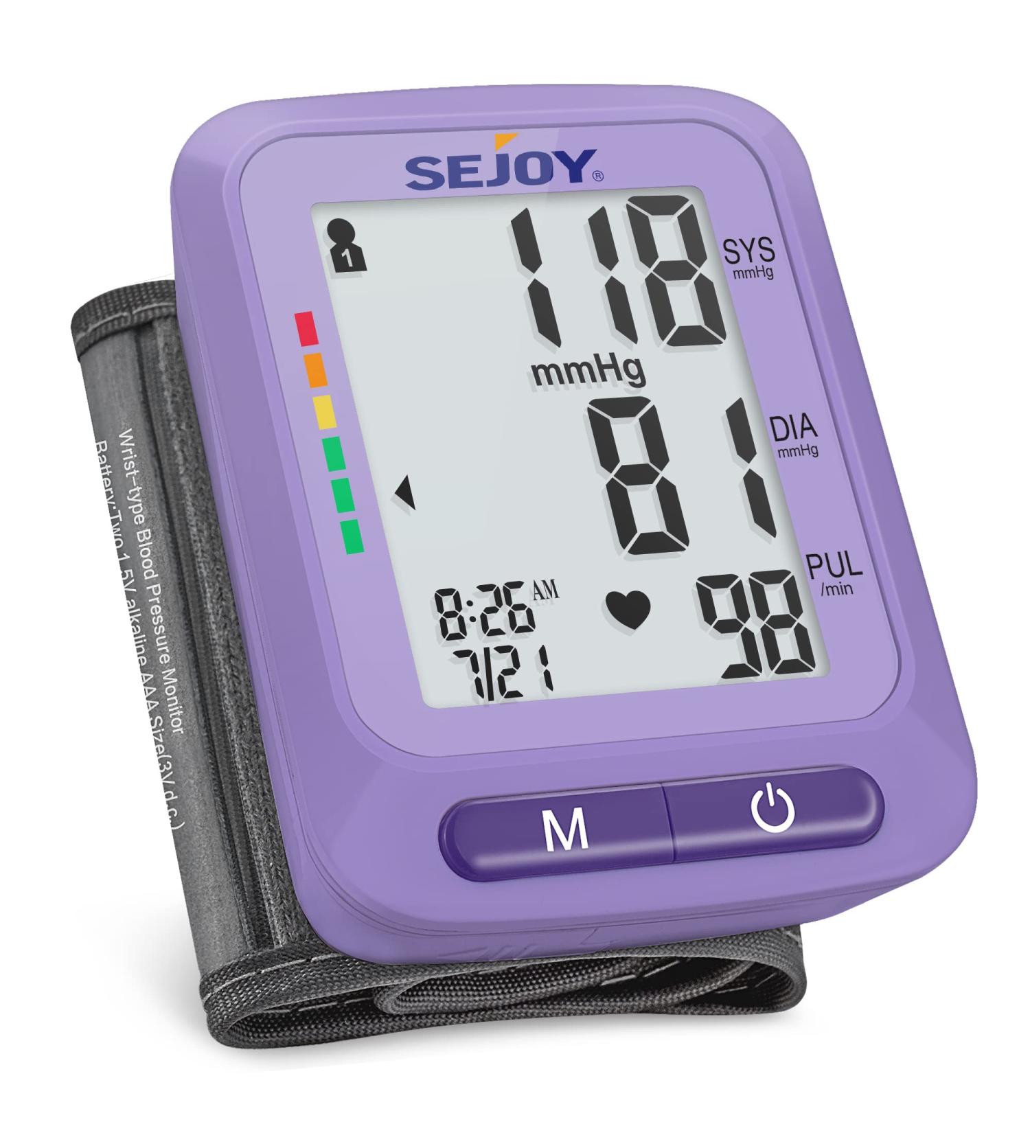 Digital Wrist Blood Pressure Monitor with Large LCD Display and Irregular Heartbeat Detector - 2 Users Memory - Home Use BP Machine (Purple) - Buy Online on GoSupps.com
