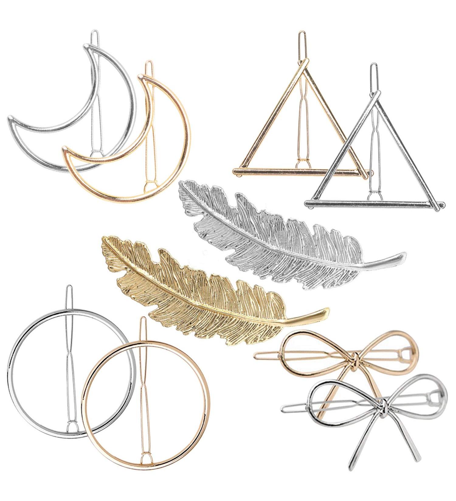 Stylish Metal Hair Needles & Geometric Hair Clips - Triangle Butterfly Moon Shape Hair Accessories for Women | Gold & Silver Styling Jewelry - Buy Online on GoSupps.com