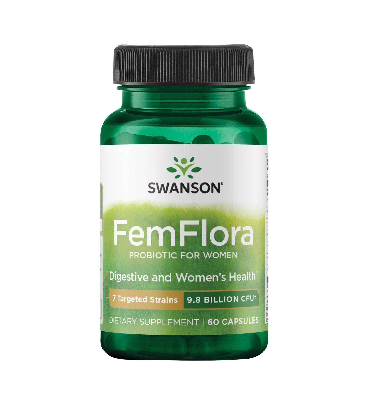 Swanson FemFlora - Feminine Probiotic Supplement Supporting Flora of The Mouth, GI Tract, and Vagina - Probiotics for Women with 9 Billion CFU Per Capsule - (60 Capsules) 60 Count (Pack of 1) - Buy Online on GoSupps.com