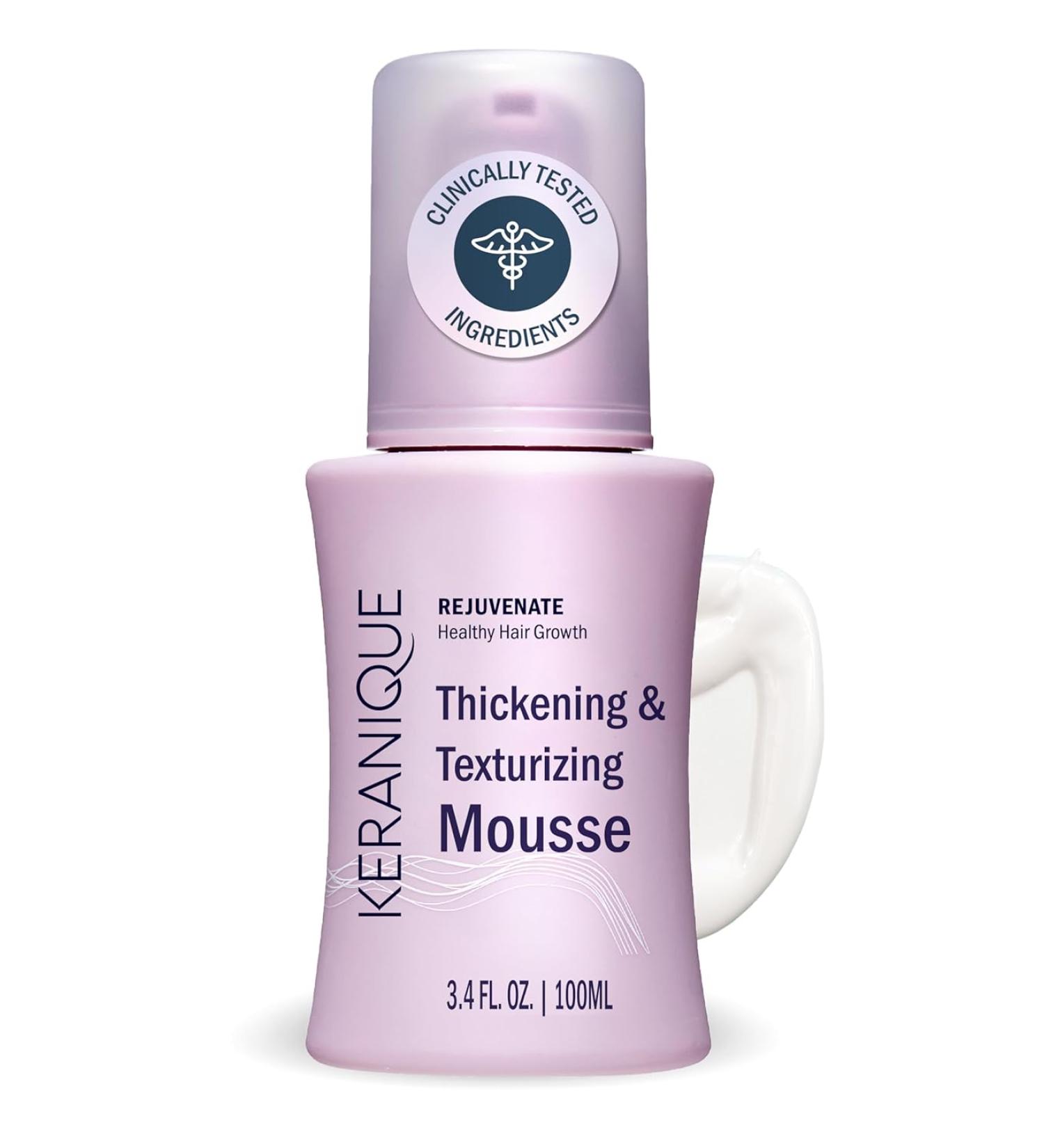 Keranique Thickening & Texturizing Mousse 3.4 fl oz - Instant Volume & Body, Smooth & Soft Touch | Strengthens Hair Shaft, Protects Against Breakage - Buy Online on GoSupps.com