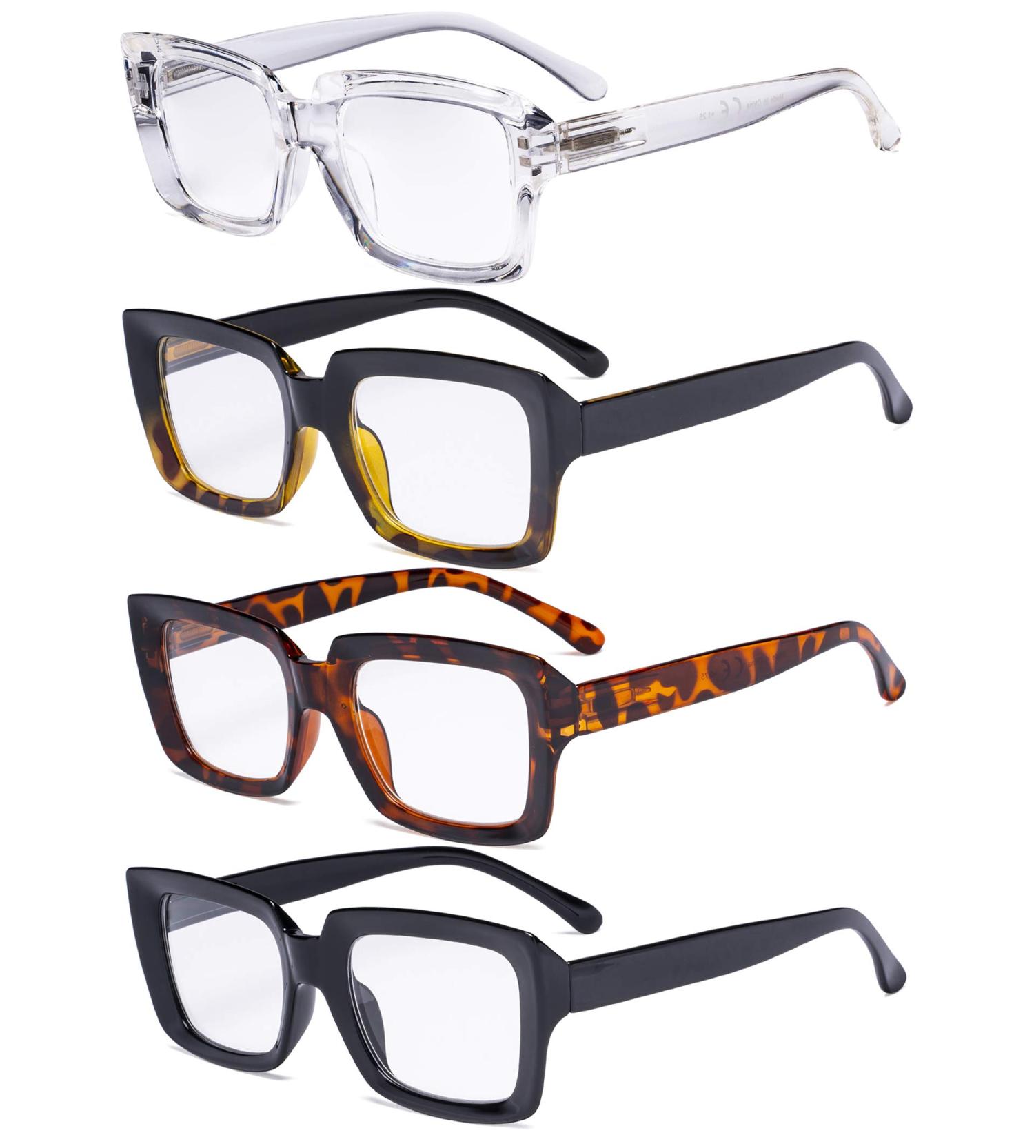 Eyekepper 4 Pack Oversized Square Reading Glasses for Women 4 Pairs Mix 5.0x - Buy Online on GoSupps.com