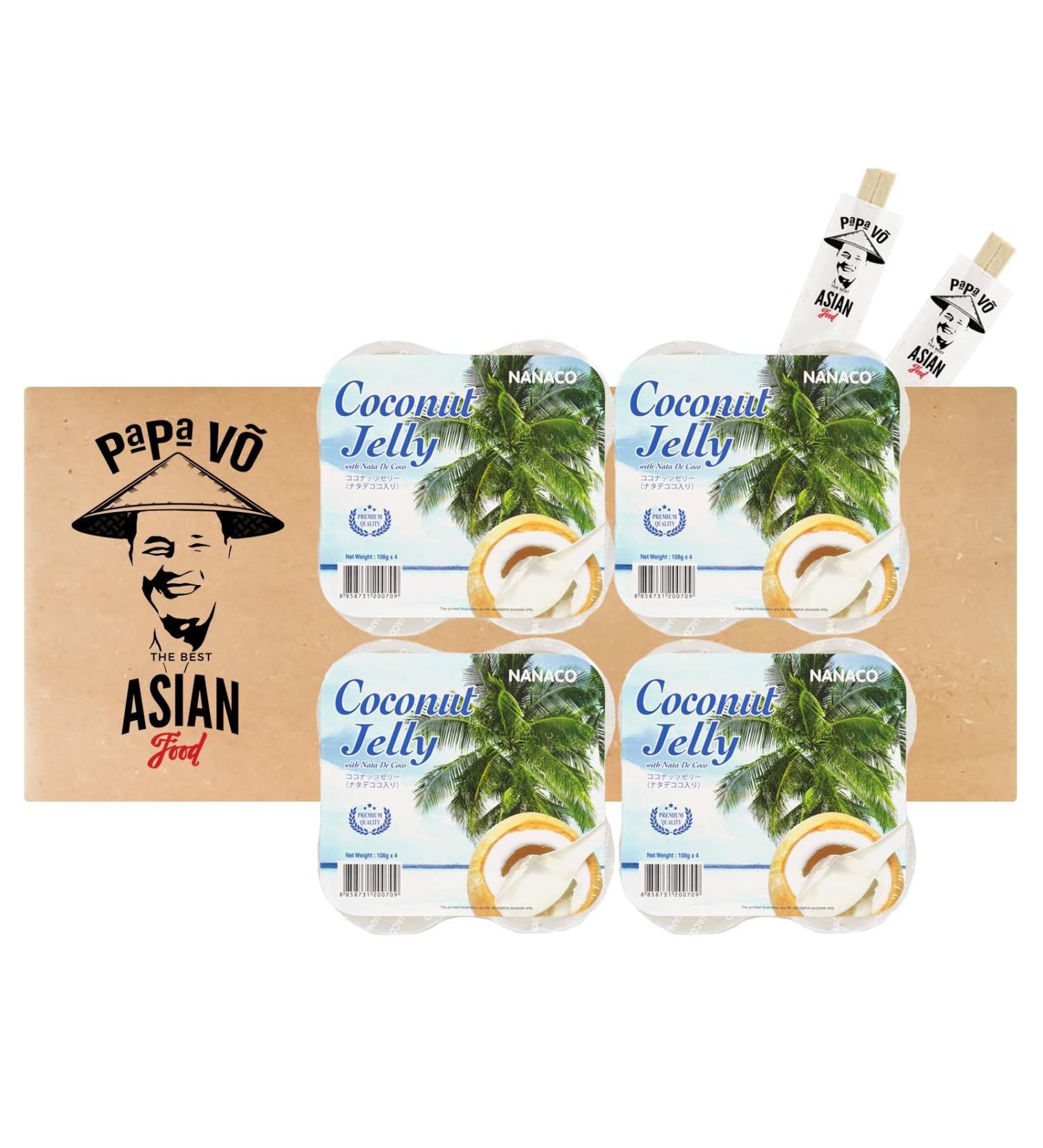Pack of 4 (4x432g) Nanaco Coconut Jelly with Nata de Coco (Papa Vo )