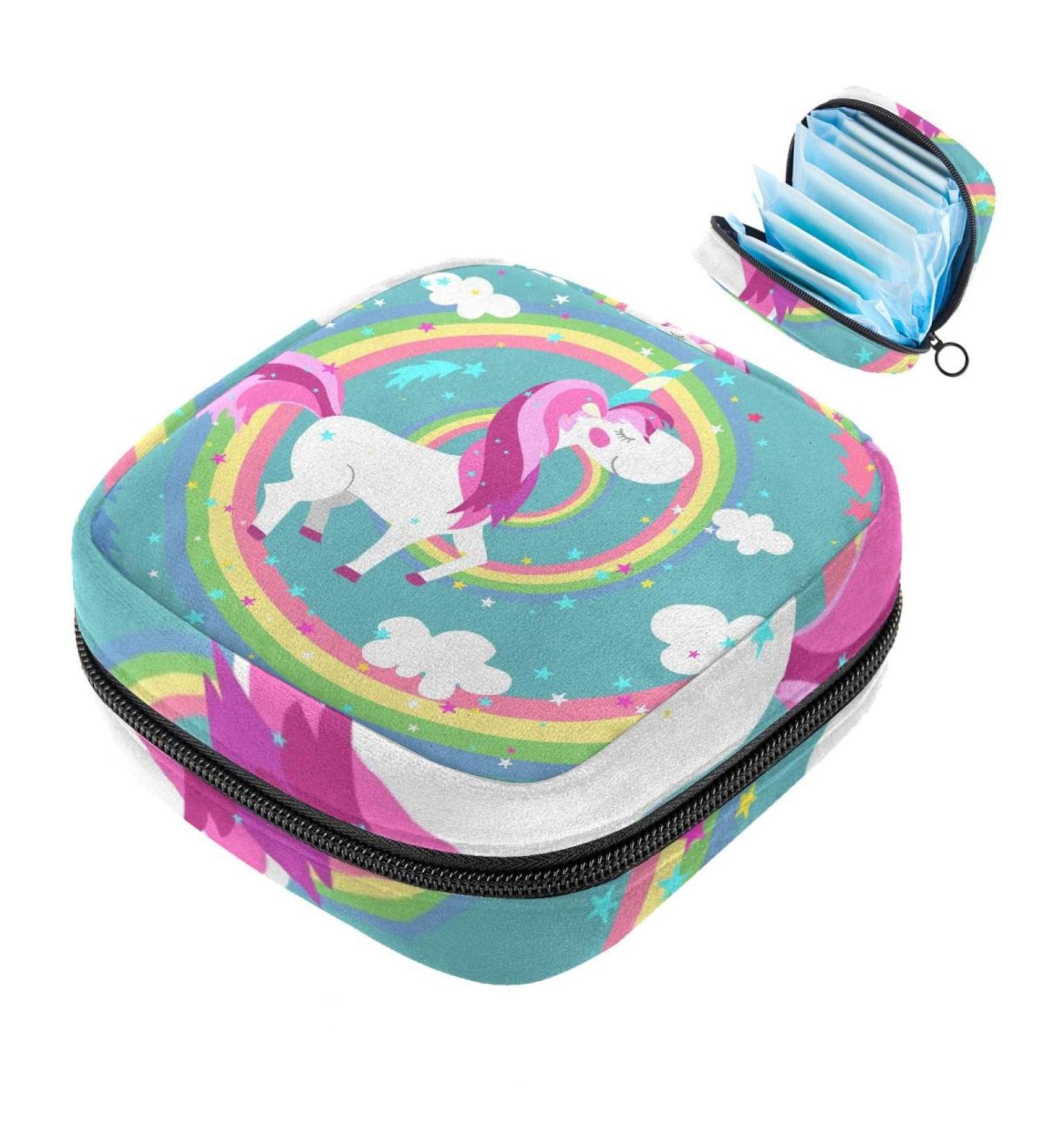 Buy Unicorn Rainbow Circle Storage Bag - Women's Menstrual Pad & Cup Organizer - Perfect for Teens Girls & Women - Buy Online on GoSupps.com