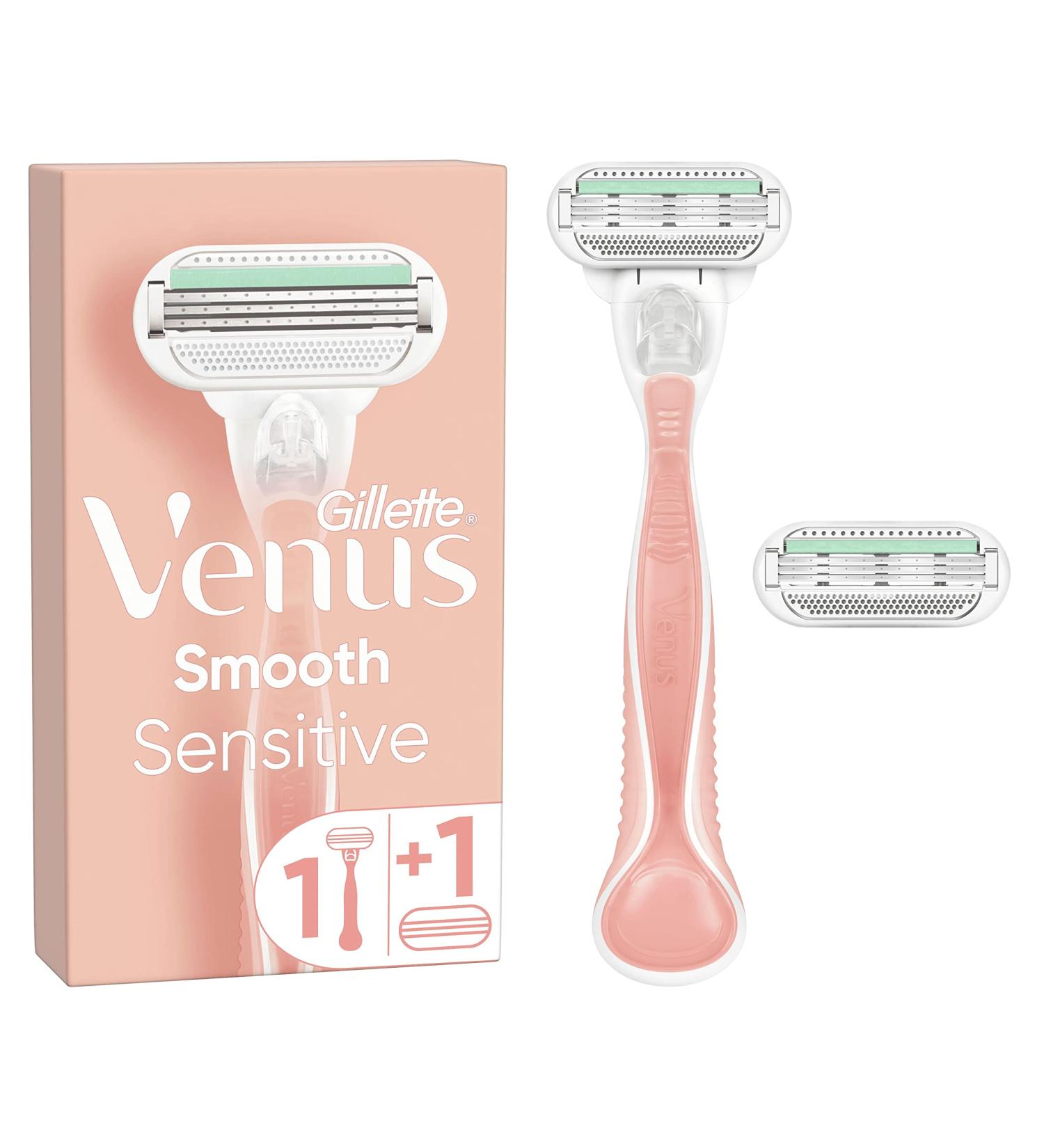 Gillette Venus Smooth Sensitive Women's Razor 2 Blades with 3 Curved Blades for a Smooth Shave - Buy Online on GoSupps.com