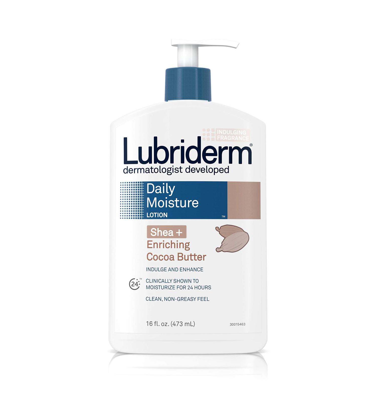 Lubriderm Daily Moisture Body Lotion with Shea & Cocoa Butter 16 fl. Oz - Non-Greasy Formula for Dry Skin - Dermatologist Developed - Buy Online on GoSupps.com