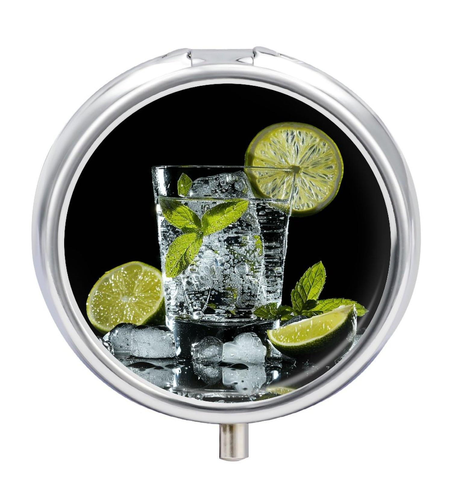 Travel Pill Box - 3 Compartment Portable Medicine Organizer | Wine on Ice Design | Ideal for Purse & Pocket - Buy Online on GoSupps.com