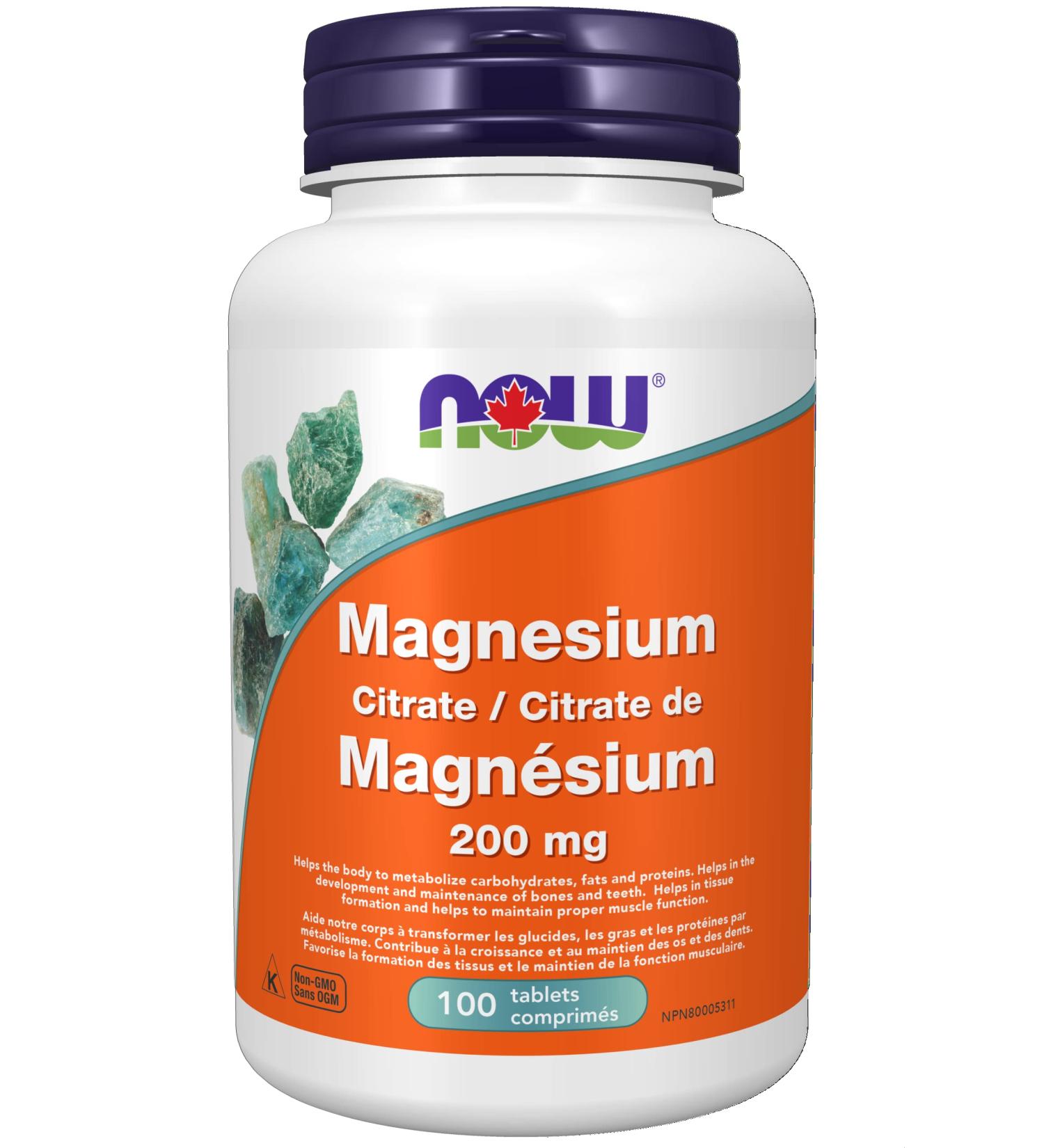 Now Foods Magnesium Citrate 200mg 100tab Unflavored 100 Count (Pack of 24) - Buy Online on GoSupps.com