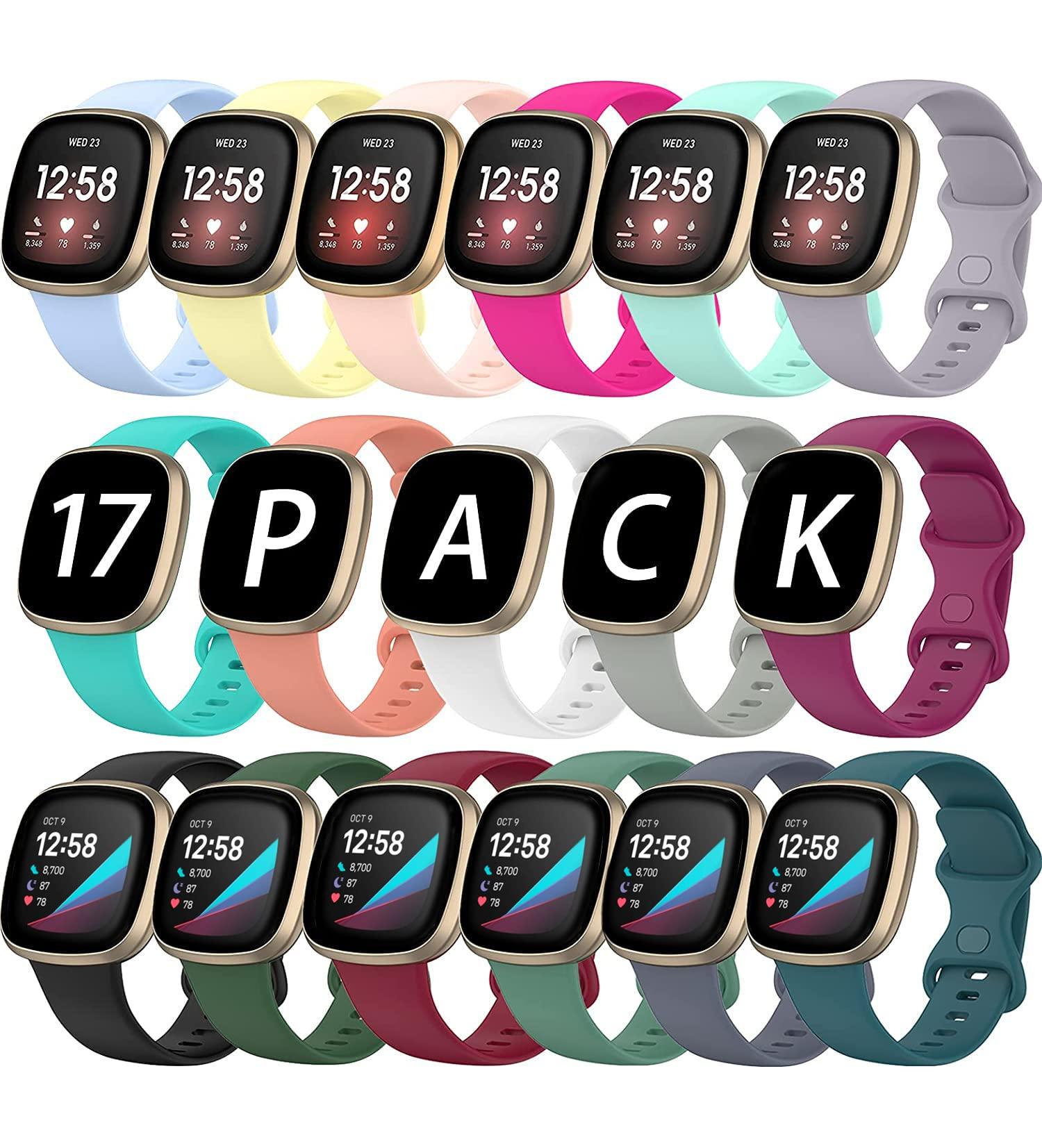 17 Pack Huadea Soft Silicone Bands for Fitbit Sense/Versa 3 - Waterproof Sport Wristbands for Women & Men - Large Size - Buy Online on GoSupps.com