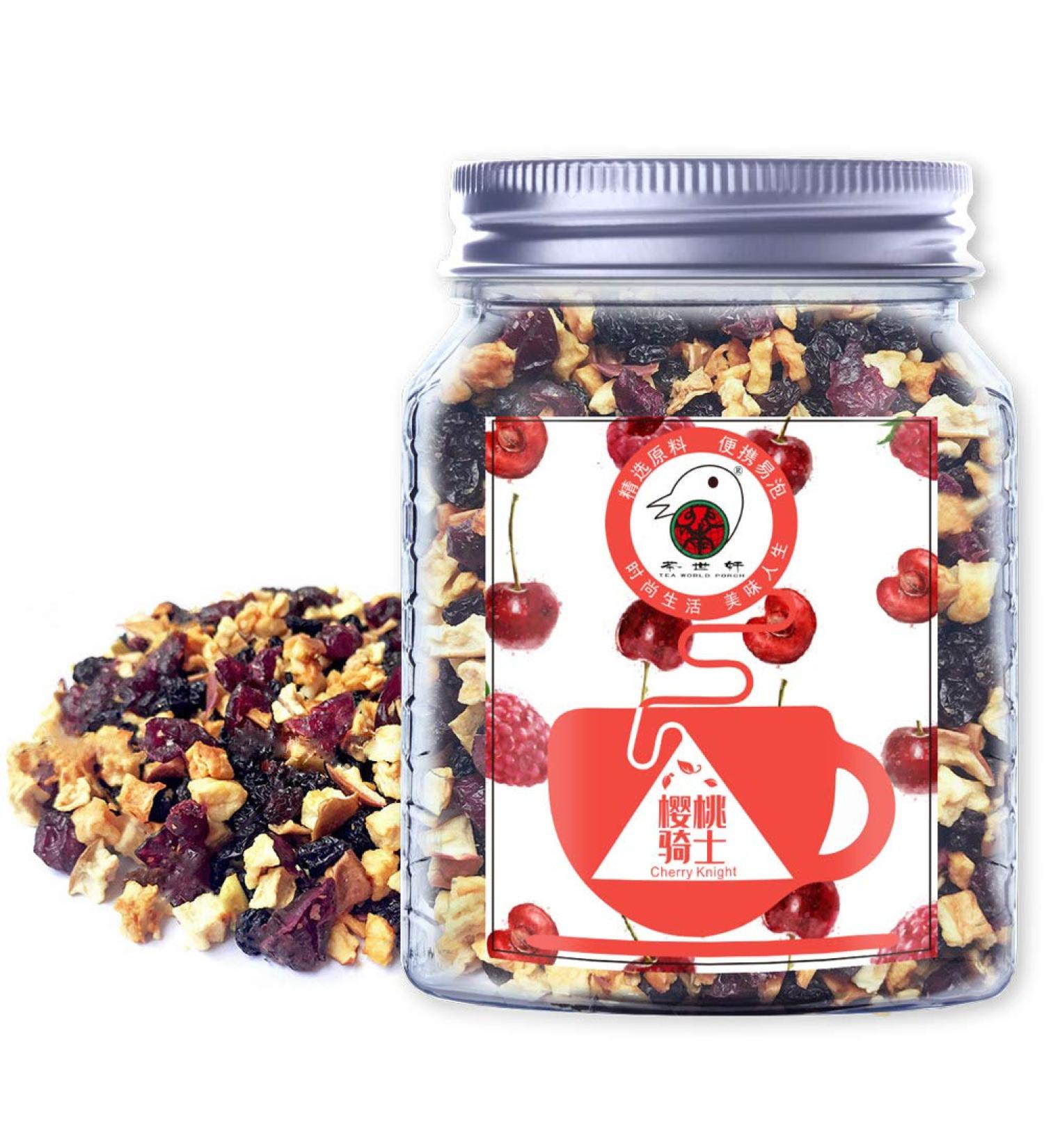 Organic Cherry Knight Herbal Tea - Loose Leaf Fruit Blend (70g) | Non-GMO Apple Grape Cranberry Flavor | International Shipping Available - Buy Online on GoSupps.com