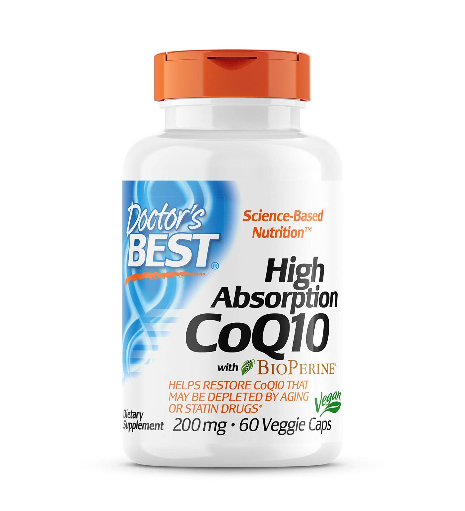 Buy High Absorption CoQ10 200mg - 60 Veg Capsules | Doctors Best - Support Heart Health & Energy - Buy Online on GoSupps.com