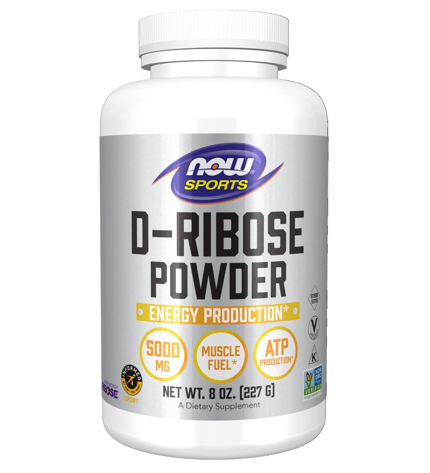 NOW Foods D-Ribose Powder 5000 mg - Non-GMO Energy Supplement | 8 oz for Enhanced Athletic Performance - Buy Online on GoSupps.com