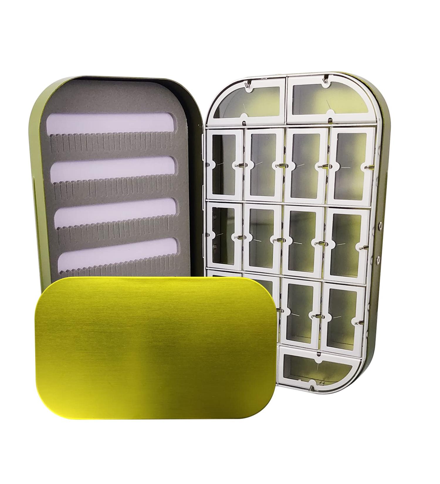 Eupheng Aluminum Fly Fishing Box - Slit Foam Compartments - Easy Grip - L-Green-16W - Buy Online on GoSupps.com