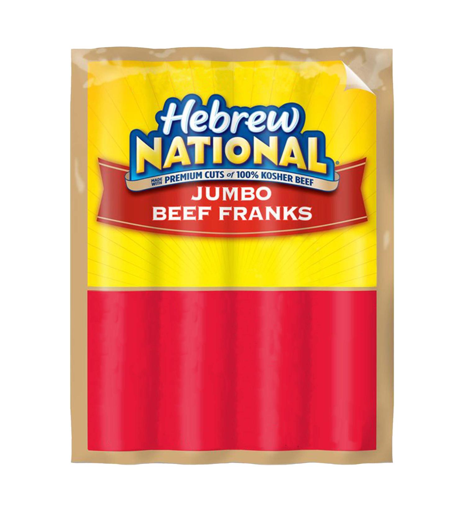 Hebrew National Jumbo Beef Franks 12 oz 4 ct - Premium Kosher Hot Dogs - Buy Online on GoSupps.com