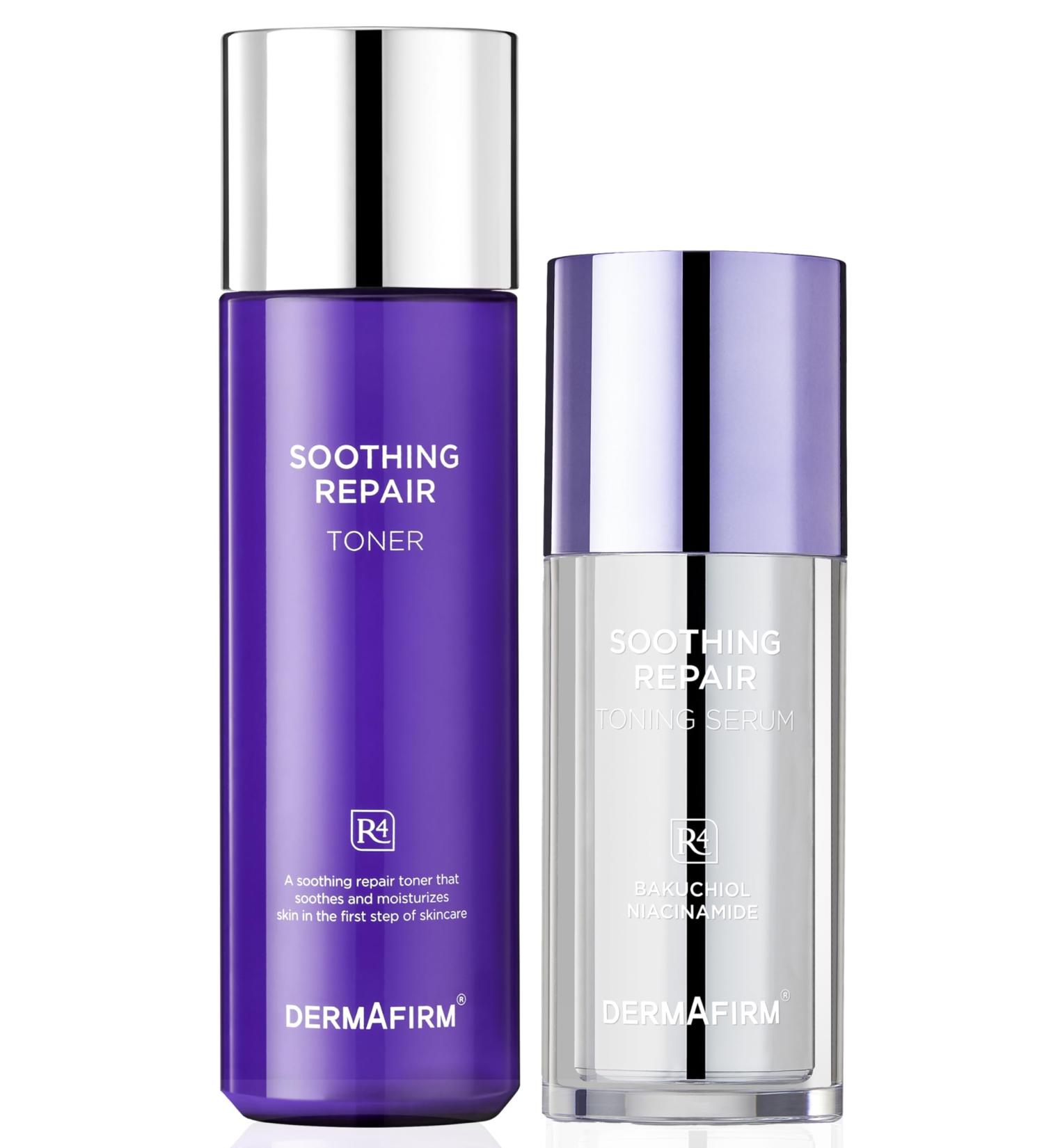  DERMAFIRM Soothing Repair Moisturizing Hydration Serum & Face Toner R4 Bundle | Face Serum w/Niacinamide & Peptide | Soothing Toner for Skin Troubles w/Eucalyptus Peptide & Collagen - Buy Online on GoSupps.com