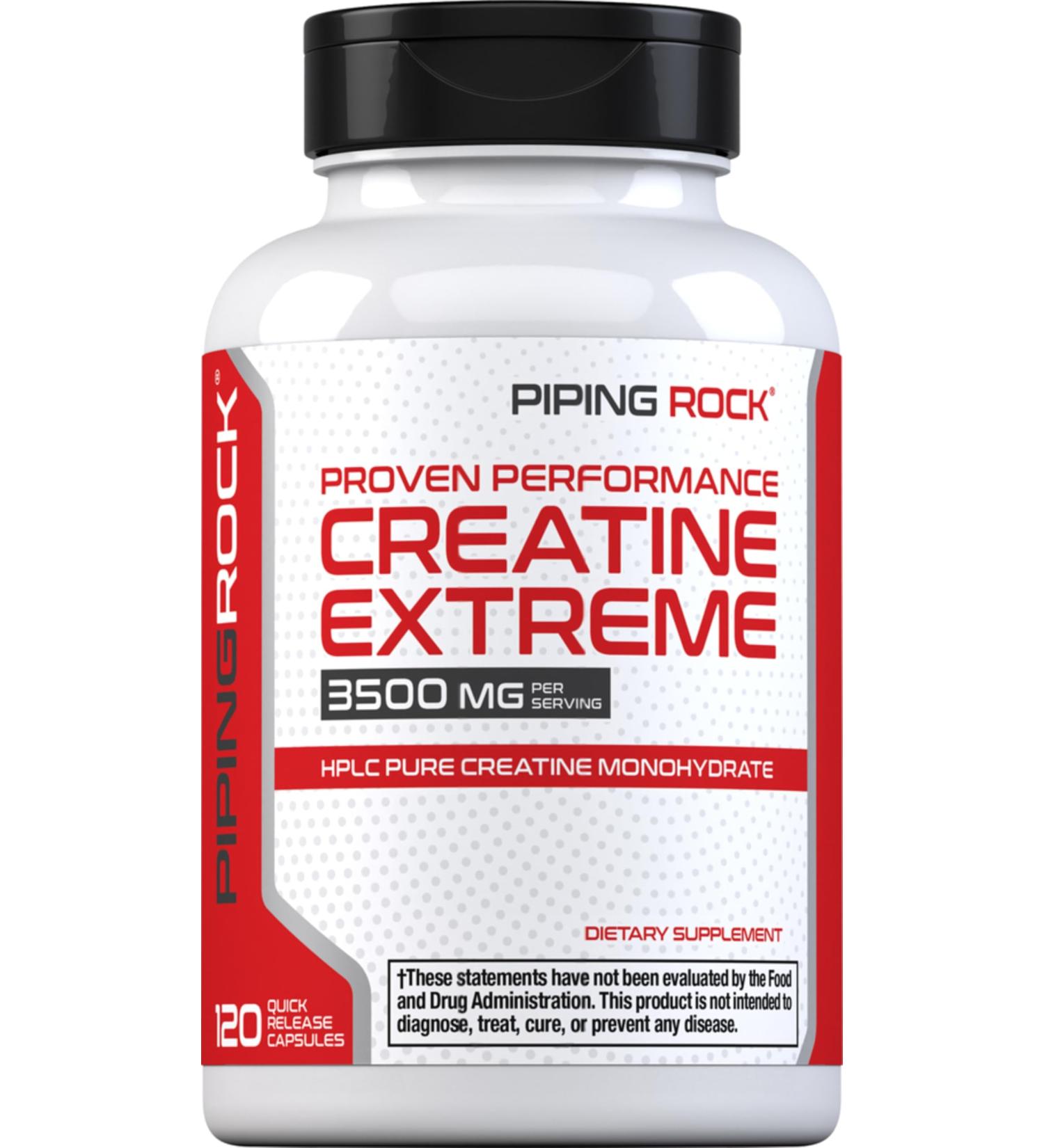 Piping Rock Creatine Monohydrate Capsules | 3500 mg | 120 Pills | Non-GMO Gluten Free Supplement - Buy Online on GoSupps.com