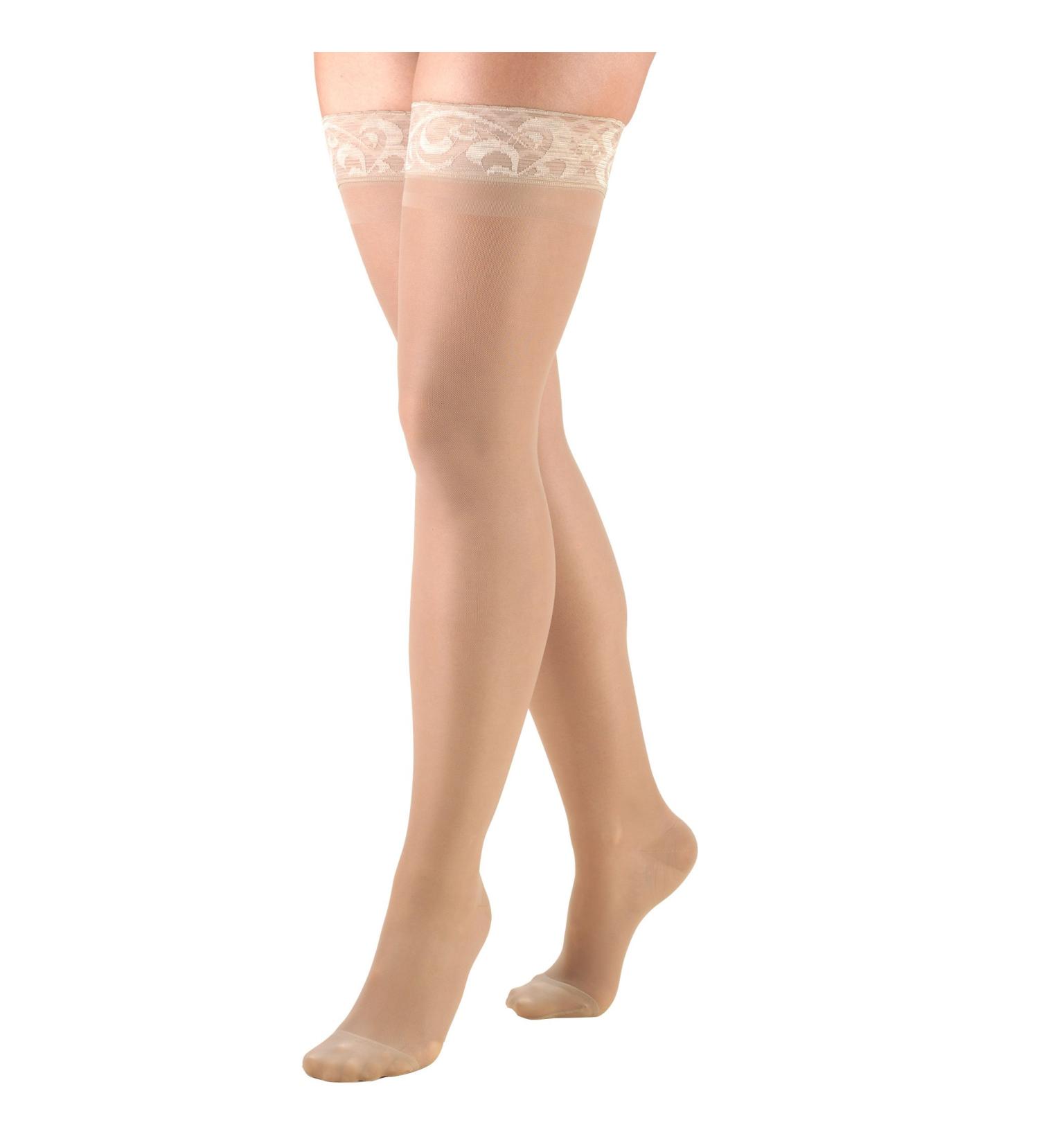 Truform Sheer Compression Stockings 15-20 mmHg Women's Thigh High 20 Denier Nude - Size Large - Buy Online on GoSupps.com