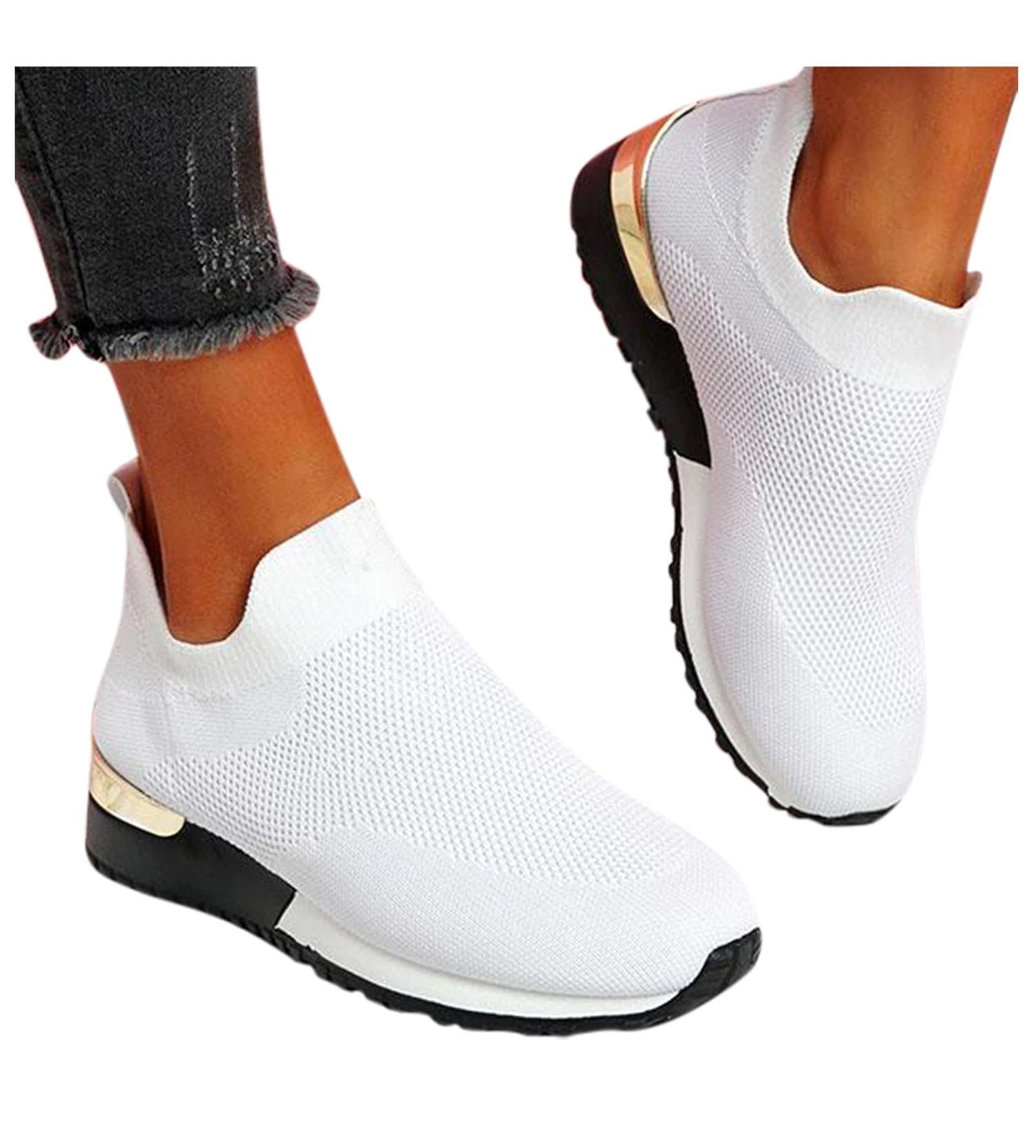Women s White Plateau Slip-On Running Shoes | Air Pillow Fashion Fitness & Leisure Shoes for Summer Outdoor & Sports Hall | EU Size 38 - Buy Online on GoSupps.com