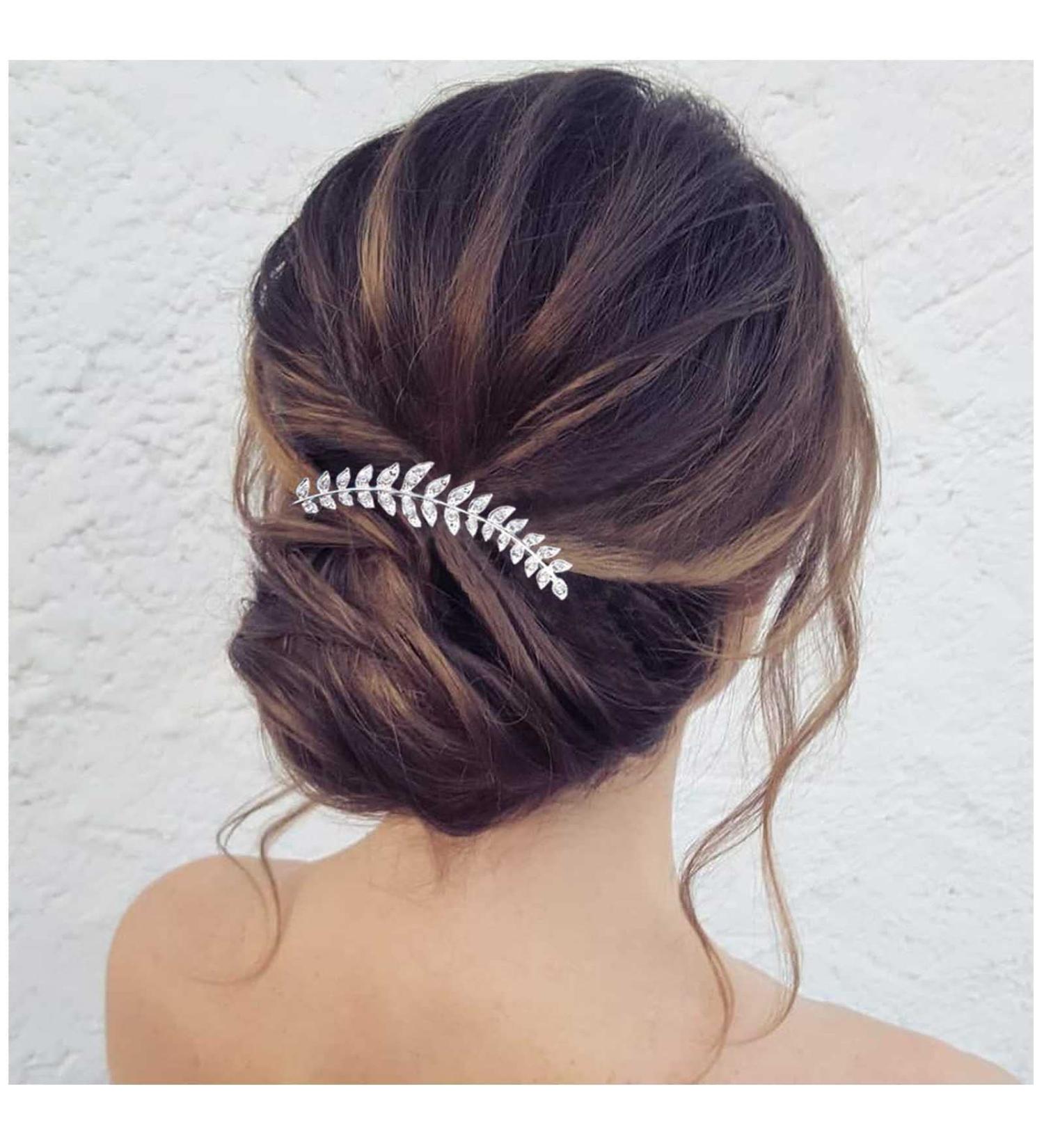 Yheakne Crystal Bridal Hair Comb Silver Crystal Leaf Hair Piece Rhinestone Wedding Headpieces Shine Bride Side Comb Wedding Hair Accessories for Bride and and Bridesmaids (Silver) - Buy Online on GoSupps.com
