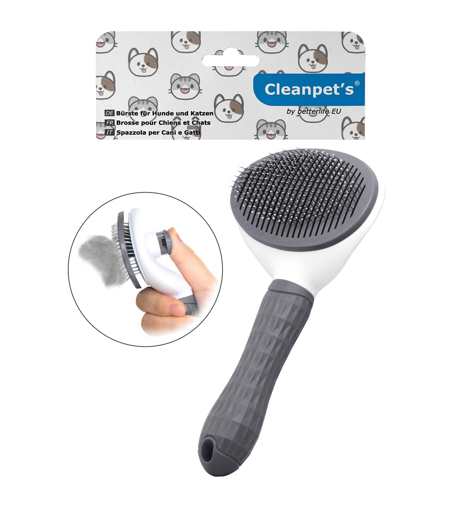 Cleanpets Self-Cleaning Dog & Cat Brush - Perfect for Short & Long Hair Removes Undercoat & Gray Fur - Buy Online on GoSupps.com