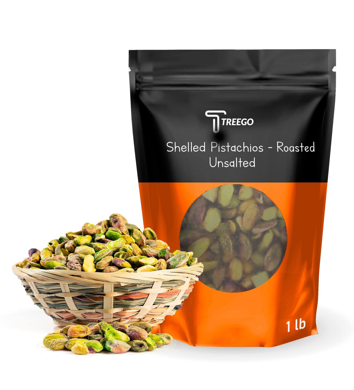 Treego 1lb Roasted Unsalted Pistachios No Shell - Fresh California Grown Kernels for Keto & Vegan Diets - Buy Online on GoSupps.com