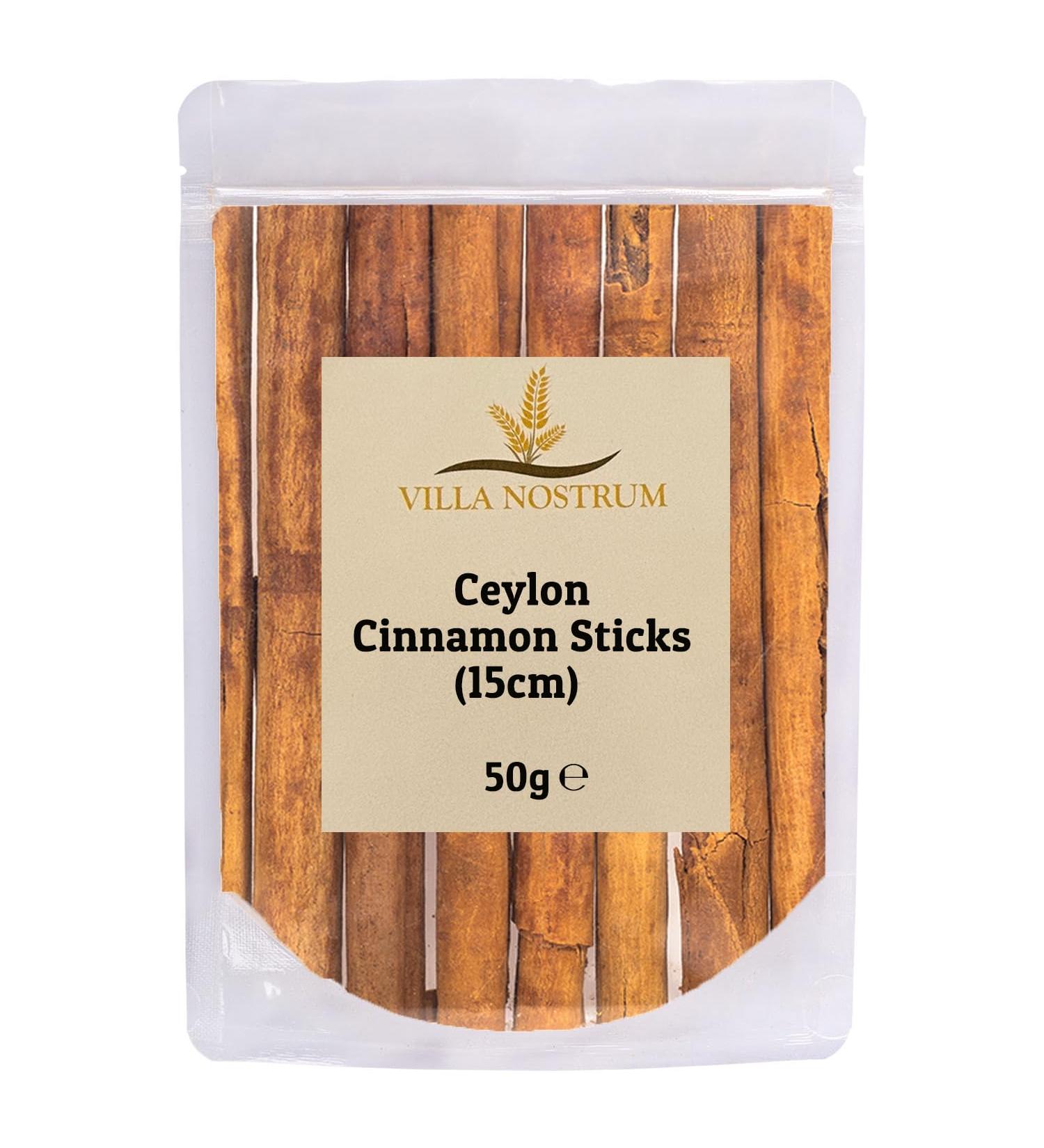 Ceylon Cinnamon Sticks (15cm) 50g - Pure Ceylon Cinnamon Quills True Cinnamon by Villa Nostrum