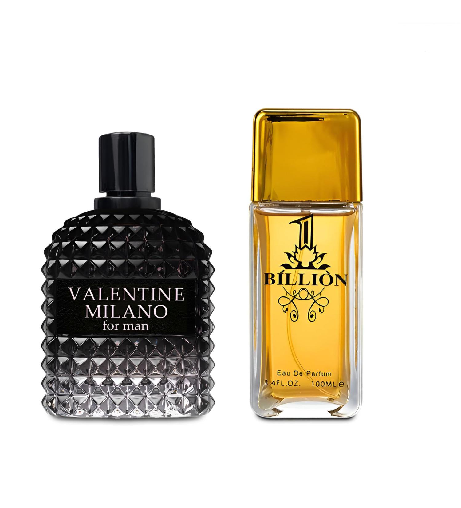 2PCS Valentine Milano/1 Billion Eau De Toilette for Men-Fresh Romantic Scent Perfume for Men 3.4 Fl Oz Each Mens Cologne For All Skin Daily Used MilanoMen/1 Billion - Buy Online on GoSupps.com