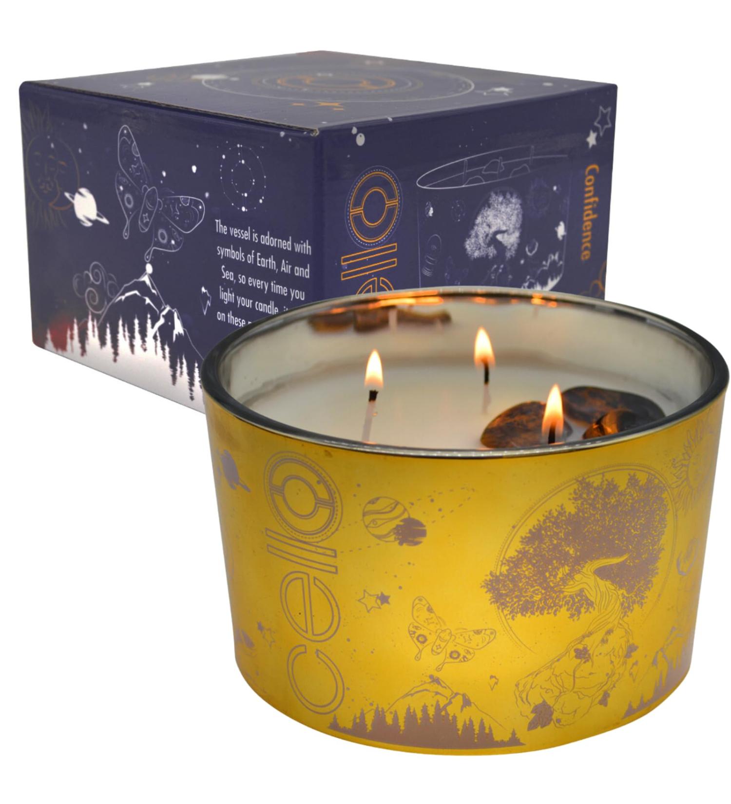Celestial Large Scented Candle with Tigers Eye Gemstones - Ideal Astrology Gift for Men and Women - Buy Online on GoSupps.com