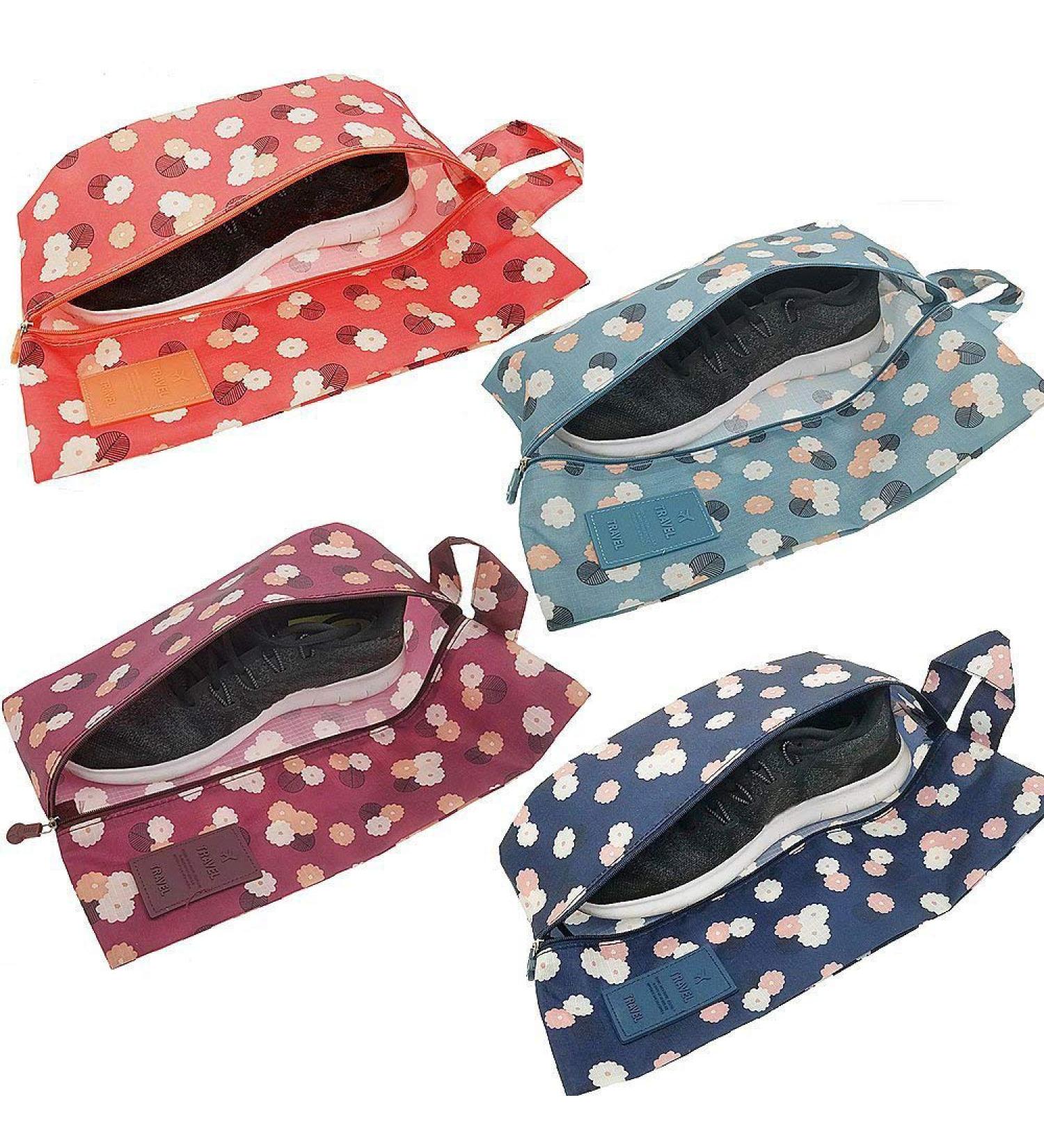 M-jump 4 Pack Travel Shoe Bags for Men & Women - Fashionable Shoe Storage Organizer for Vacation - Zipper Closure & Handle for Portable Convenience - Buy Online on GoSupps.com
