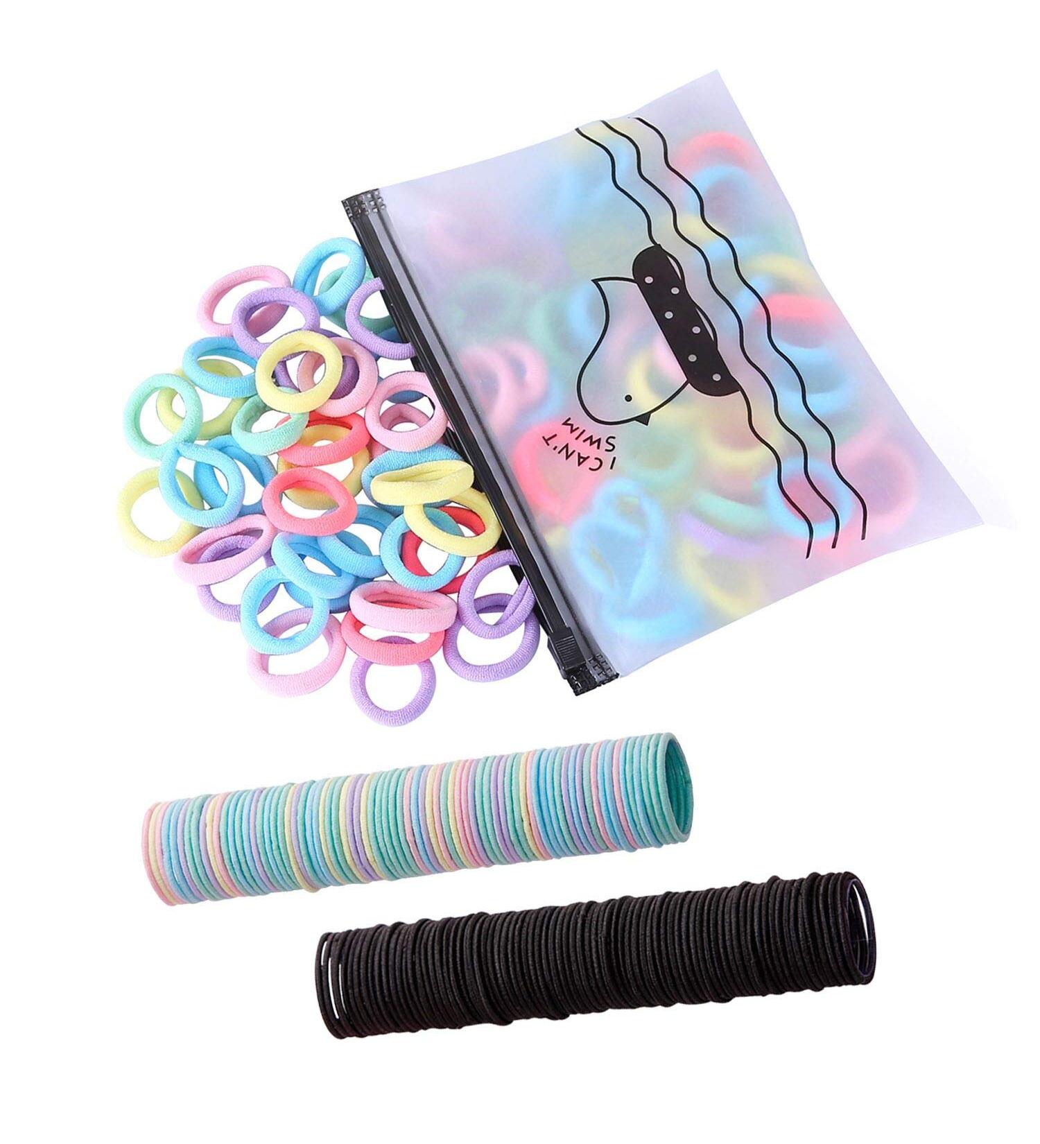 300 Pack BEoffer Baby Girls Hair Ties - Black Colorful Elastic Bands for Ponytails, Pigtails - Gentle Hold, No Hair Damage - Small Rubber Bands for Toddlers (Color B) - Buy Online on GoSupps.com